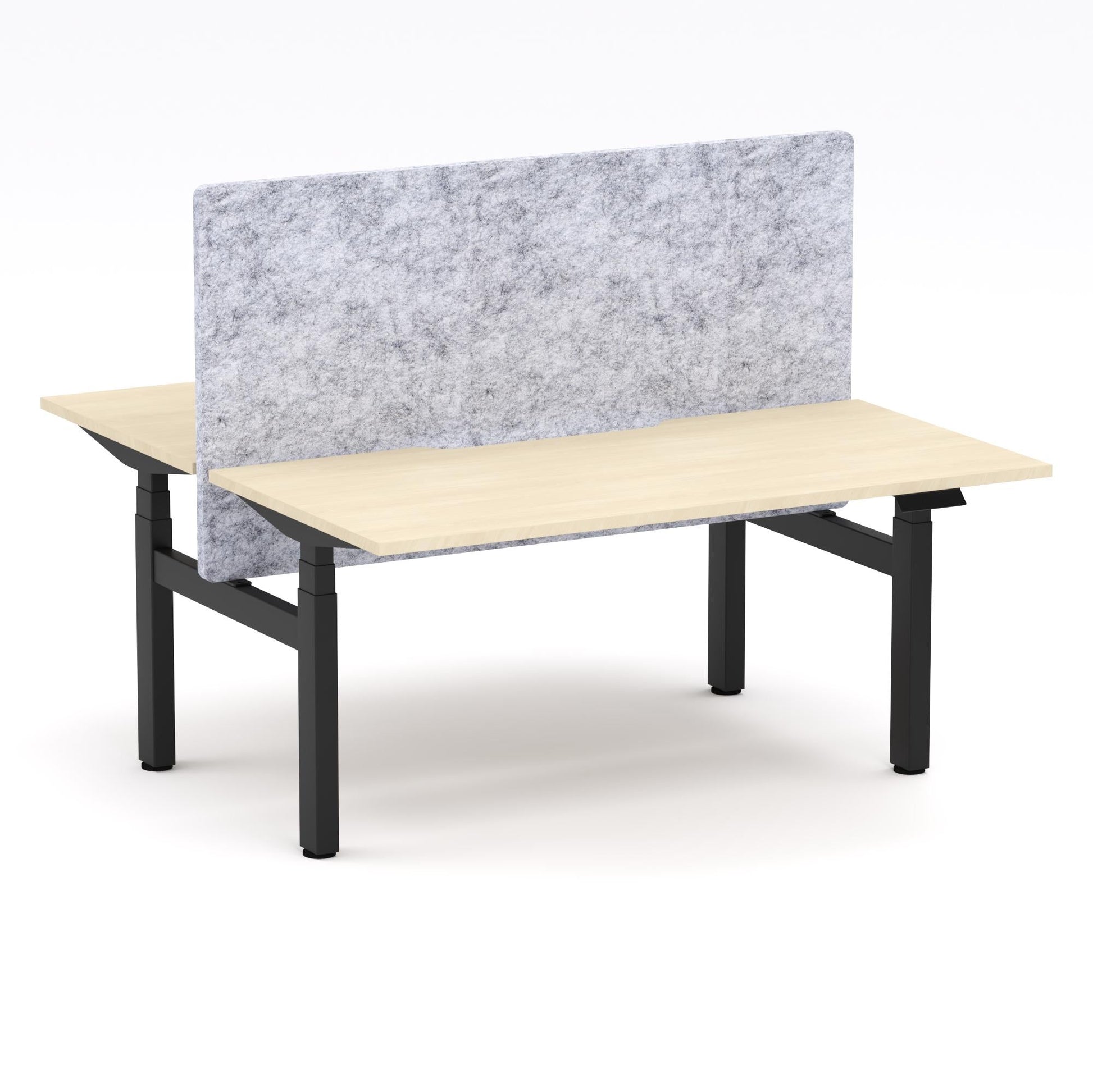 Montana Electric Standing 2-Person Double-sided Desk Workstation - With Marble Grey AcoustiQ Screen (3 Stages)