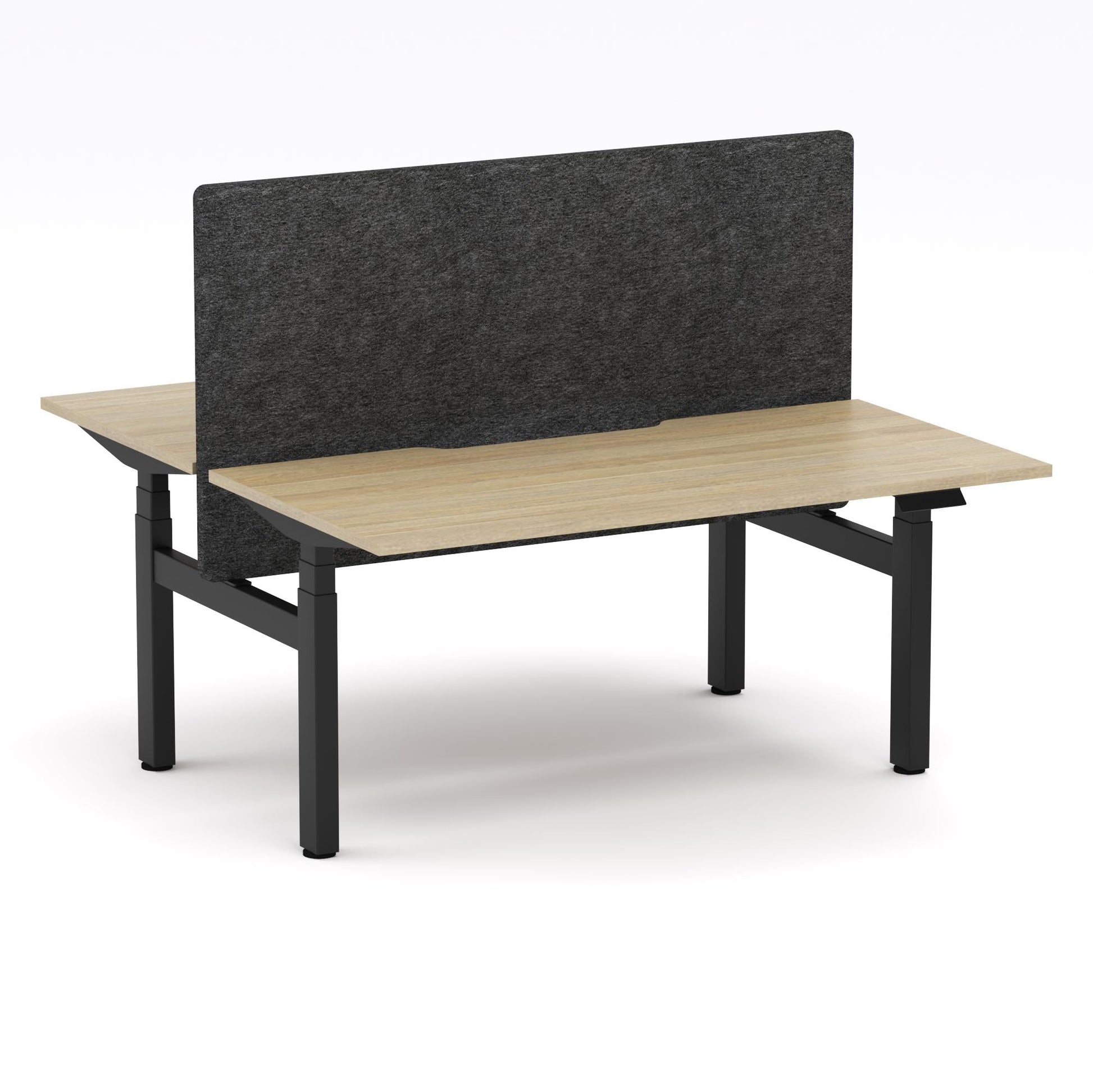 Montana Electric Standing 2-Person Double-sided Desk Workstation - With Charcoal Grey AcoustiQ Screen (3 Stages)