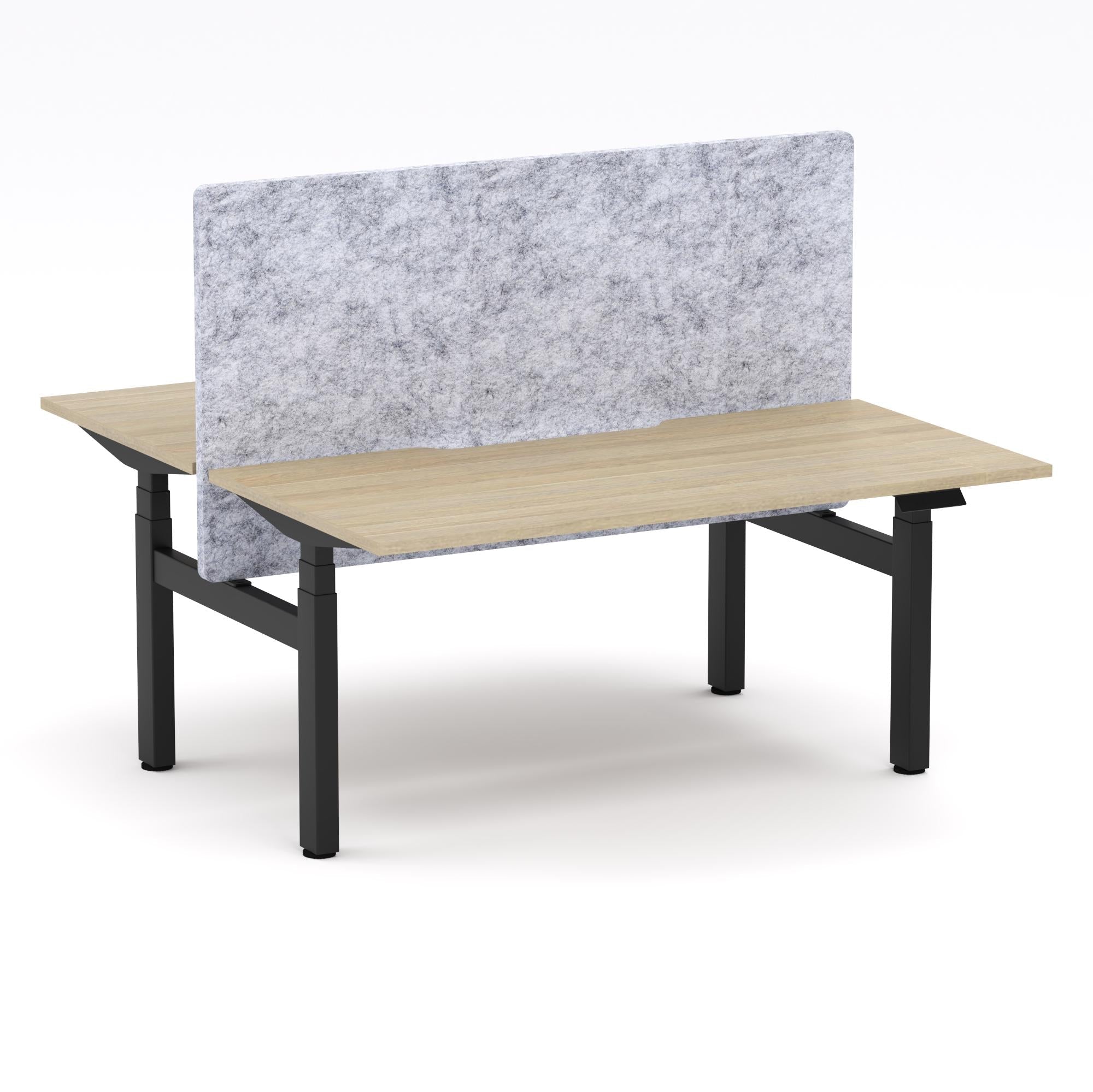 Montana Electric Standing 2-Person Double-sided Desk Workstation - With Marble Grey AcoustiQ Screen (3 Stages)
