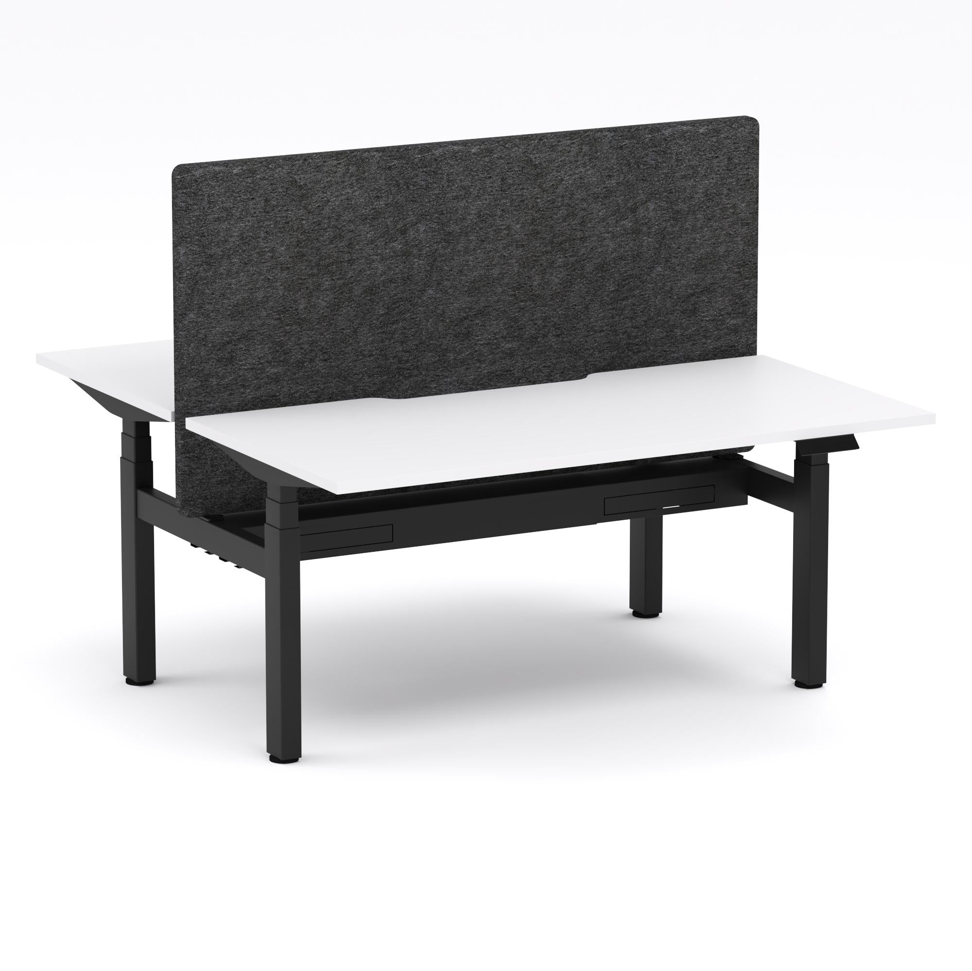 Montana Electric Standing 2-Person Double-sided Desk Workstation - With Charcoal Grey AcoustiQ Screen (3 Stages)