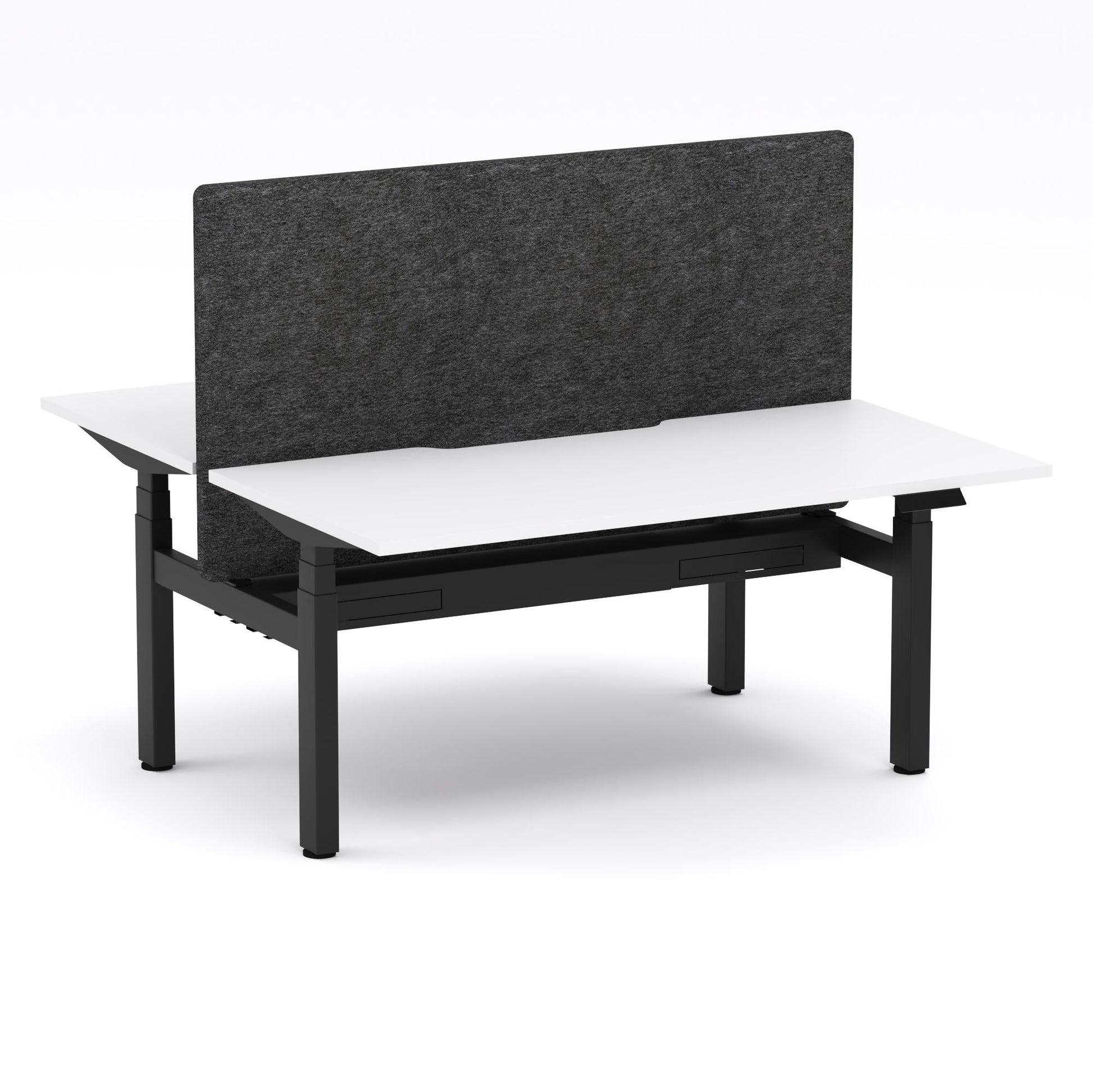 Montana Electric Standing 2-Person Double-sided Desk Workstation - With Charcoal Grey AcoustiQ Screen (3 Stages)