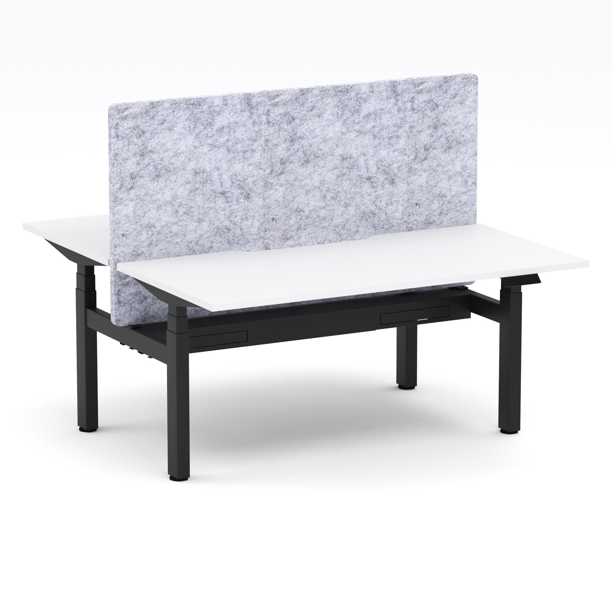 Montana Electric Standing 2-Person Double-sided Desk Workstation - With Marble Grey AcoustiQ Screen (3 Stages)