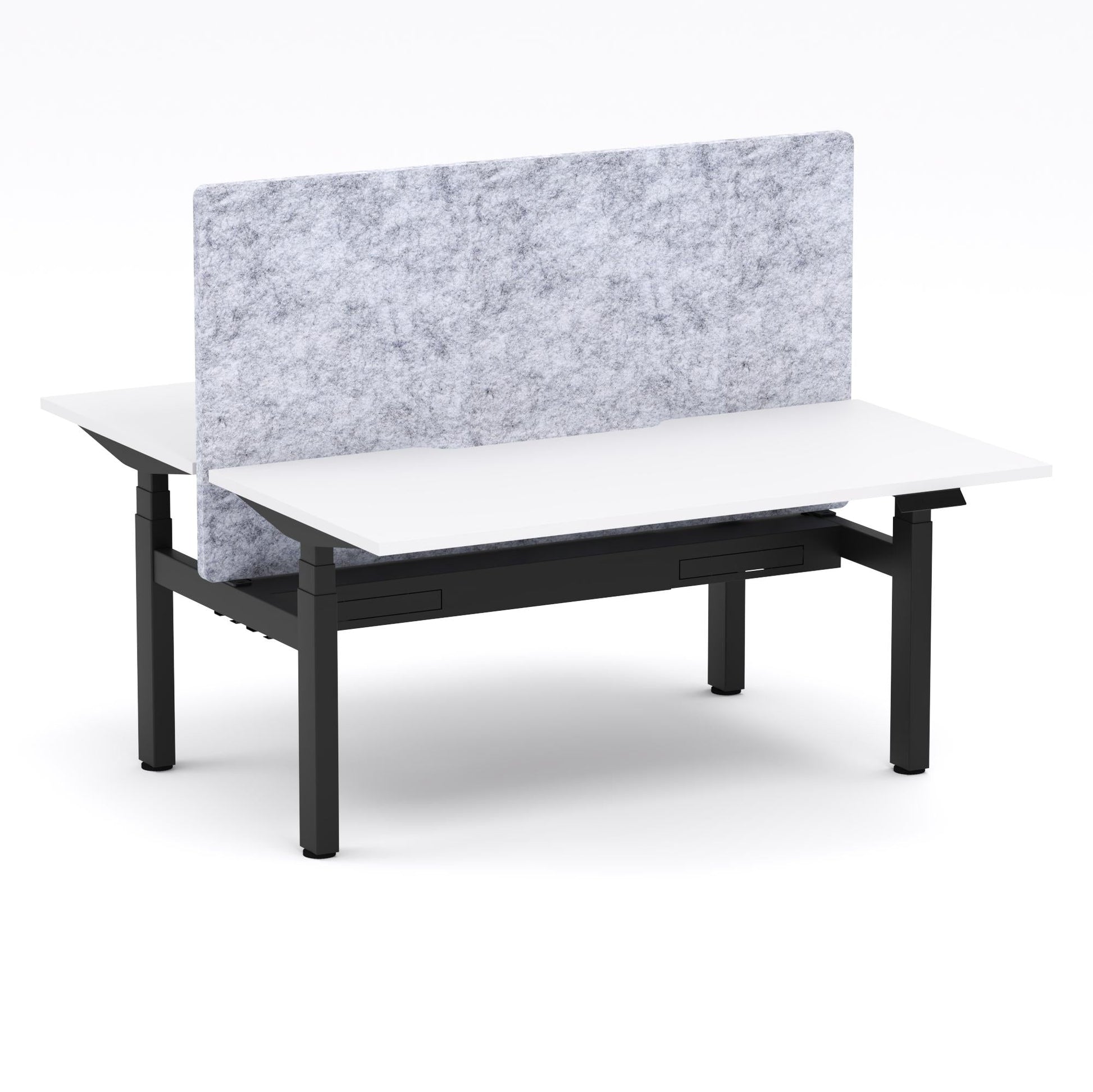 Montana Electric Standing 2-Person Double-sided Desk Workstation - With Marble Grey AcoustiQ Screen (3 Stages)