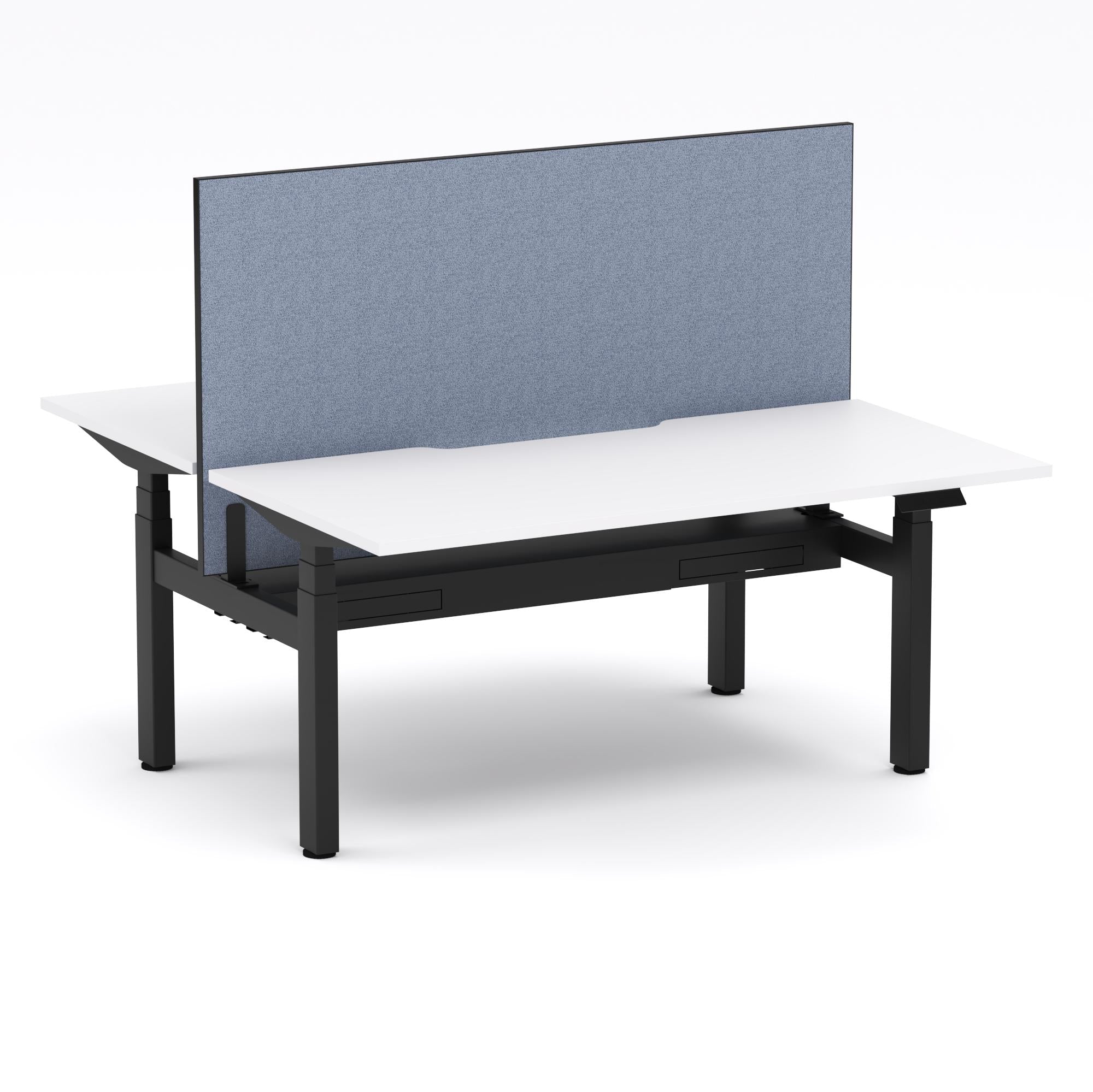 Montana Electric Standing 2-Person Double-sided Desk Workstation - With Misty Blue Elite25 Screen (3 Stages)
