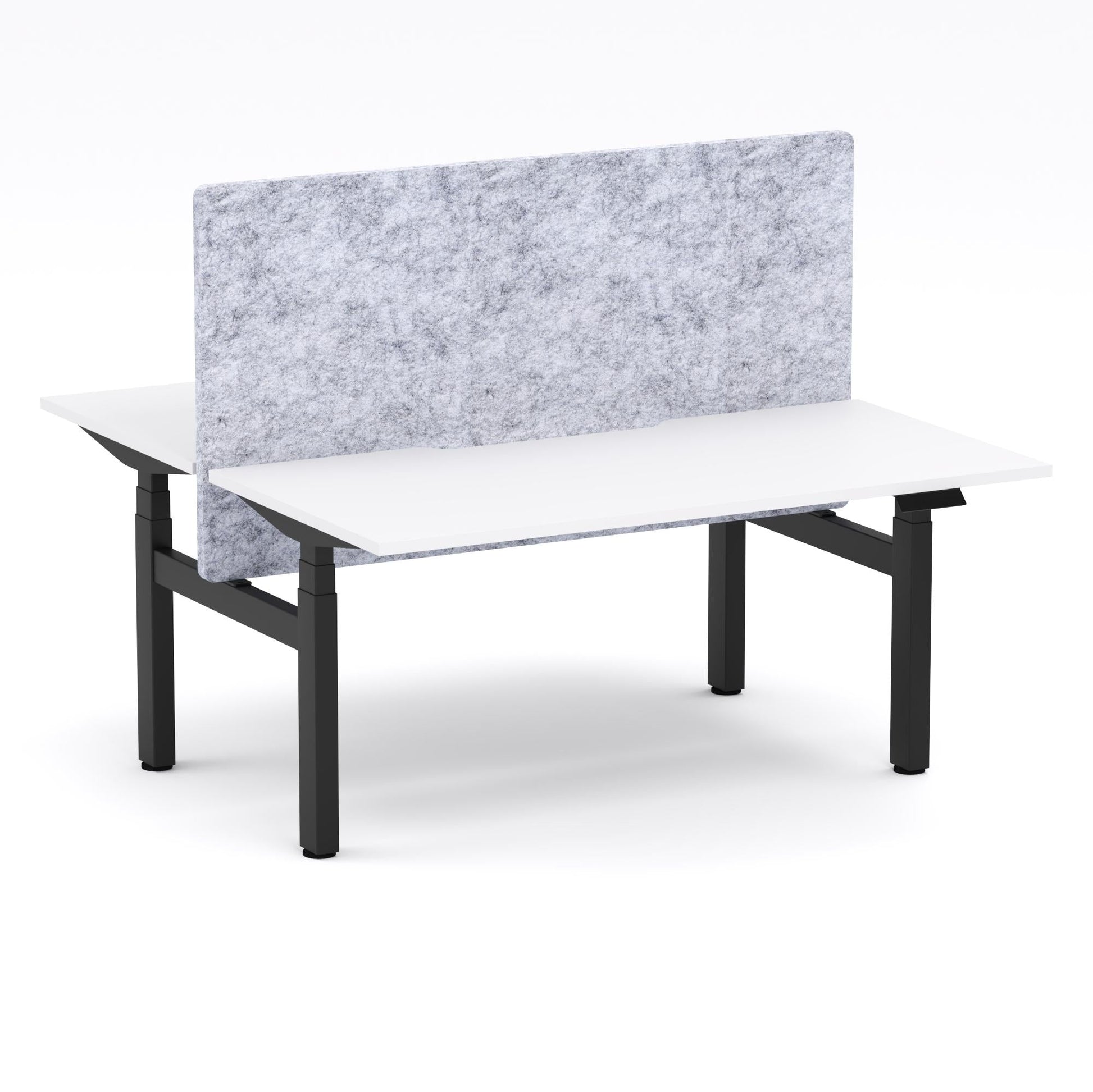 Montana Electric Standing 2-Person Double-sided Desk Workstation - With Marble Grey AcoustiQ Screen (3 Stages)