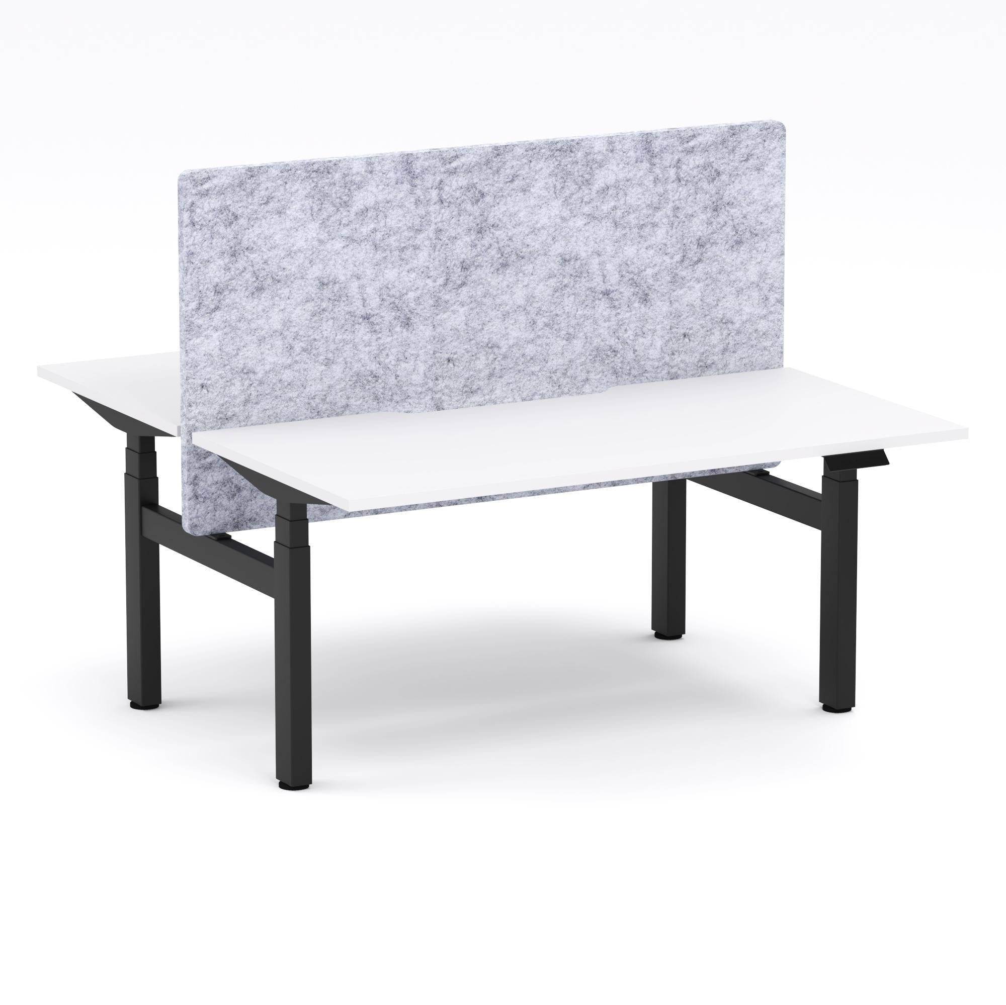 Montana Electric Standing 2-Person Double-sided Desk Workstation - With Marble Grey AcoustiQ Screen (3 Stages)