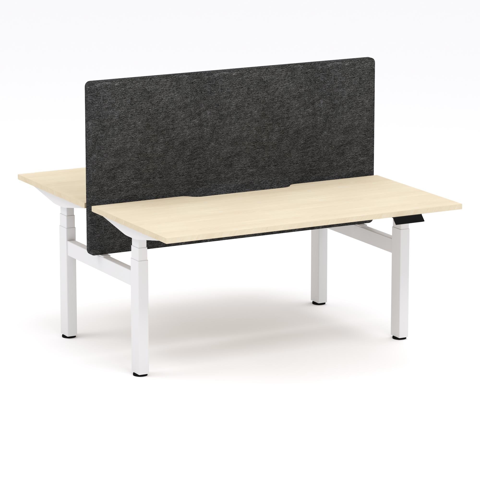 Montana Electric Standing 2-Person Double-sided Desk Workstation - With Charcoal Grey AcoustiQ Screen (3 Stages)