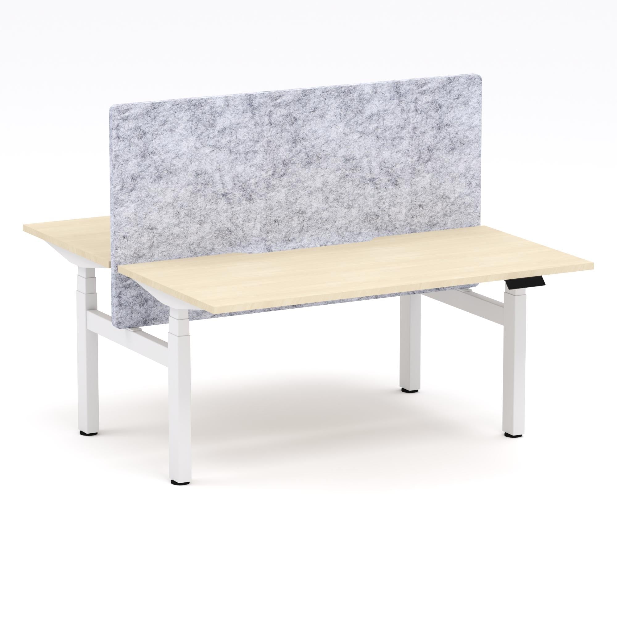 Montana Electric Standing 2-Person Double-sided Desk Workstation - With Marble Grey AcoustiQ Screen (3 Stages)