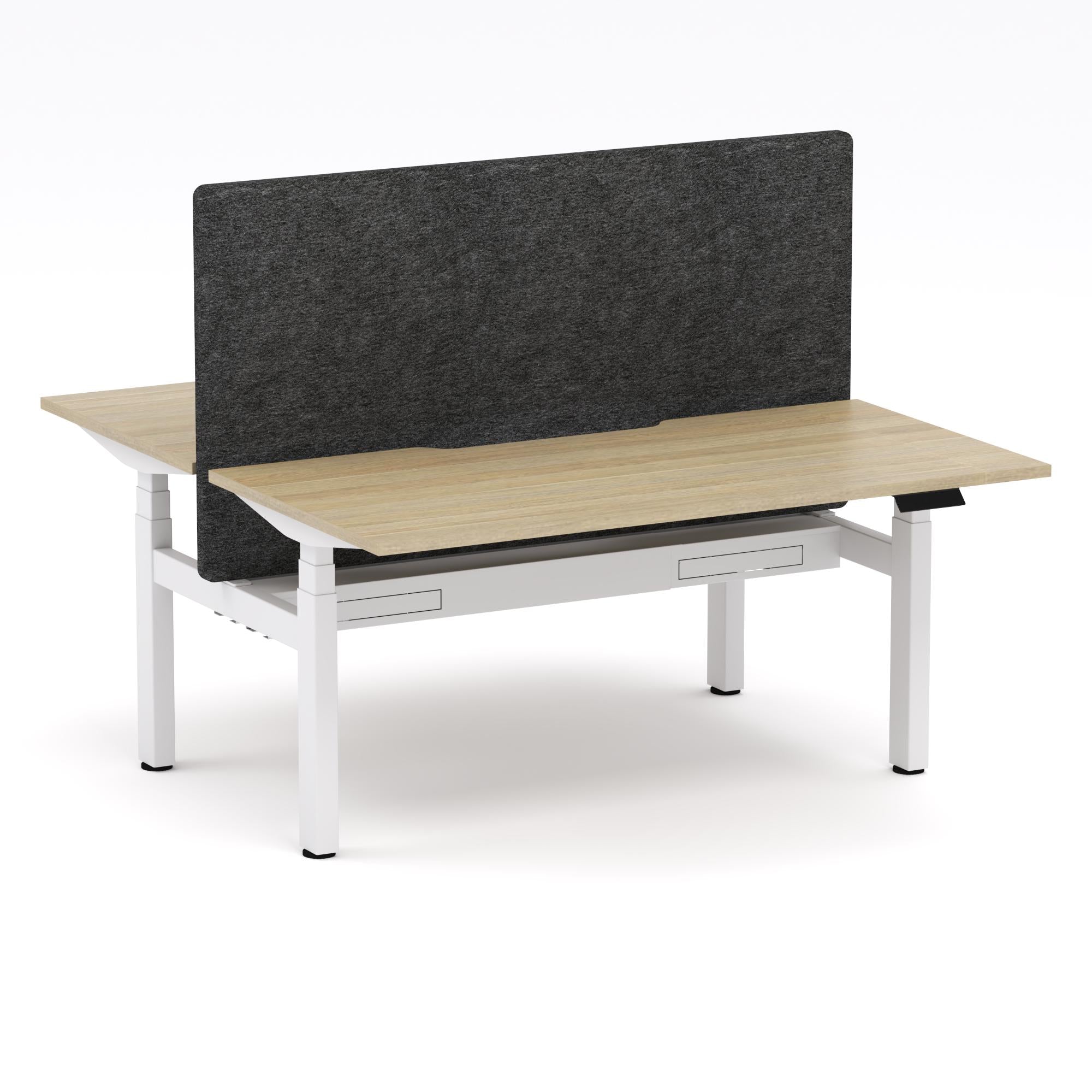 Montana Electric Standing 2-Person Double-sided Desk Workstation - With Charcoal Grey AcoustiQ Screen (3 Stages)