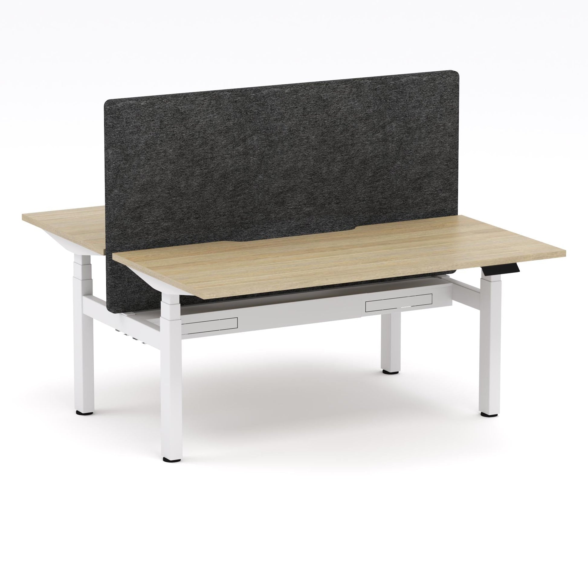 Montana Electric Standing 2-Person Double-sided Desk Workstation - With Charcoal Grey AcoustiQ Screen (3 Stages)