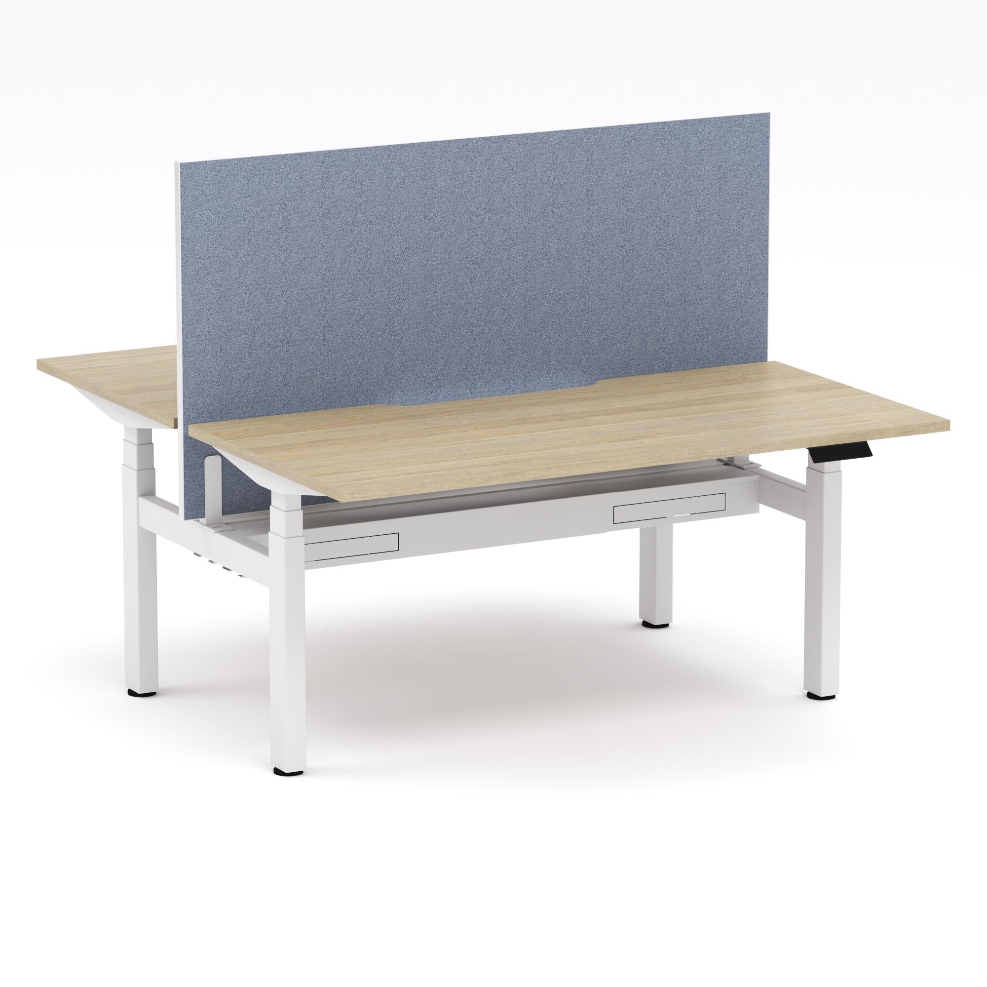 Montana Electric Standing 2-Person Double-sided Desk Workstation - With Misty Blue Elite25 Screen (3 Stages)