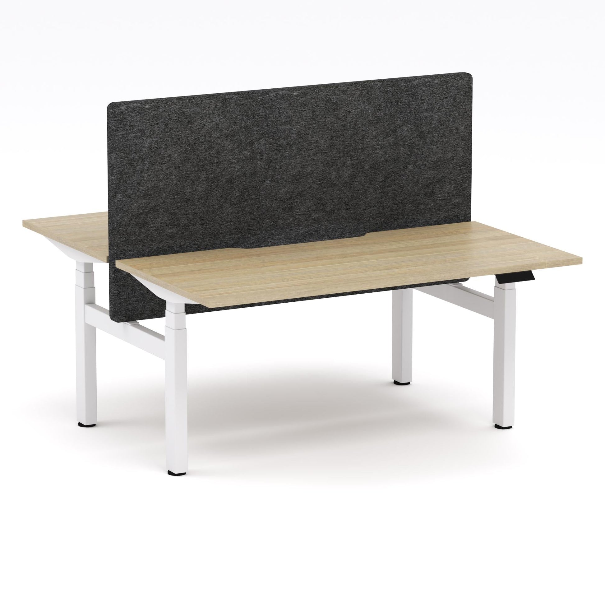 Montana Electric Standing 2-Person Double-sided Desk Workstation - With Charcoal Grey AcoustiQ Screen (3 Stages)