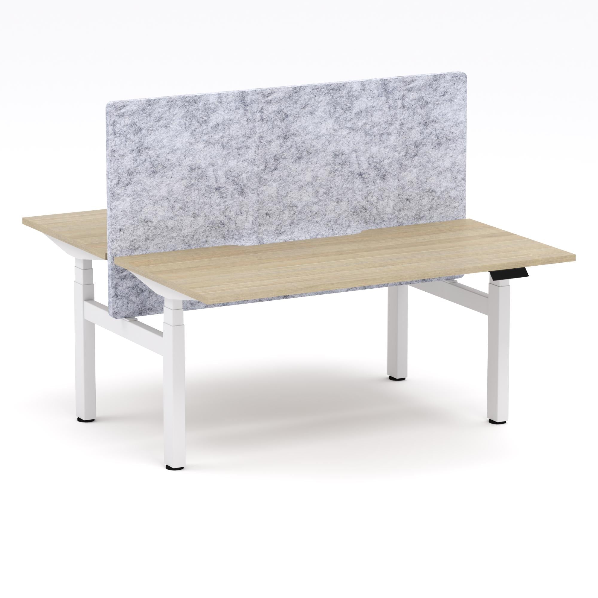 Montana Electric Standing 2-Person Double-sided Desk Workstation - With Marble Grey AcoustiQ Screen (3 Stages)
