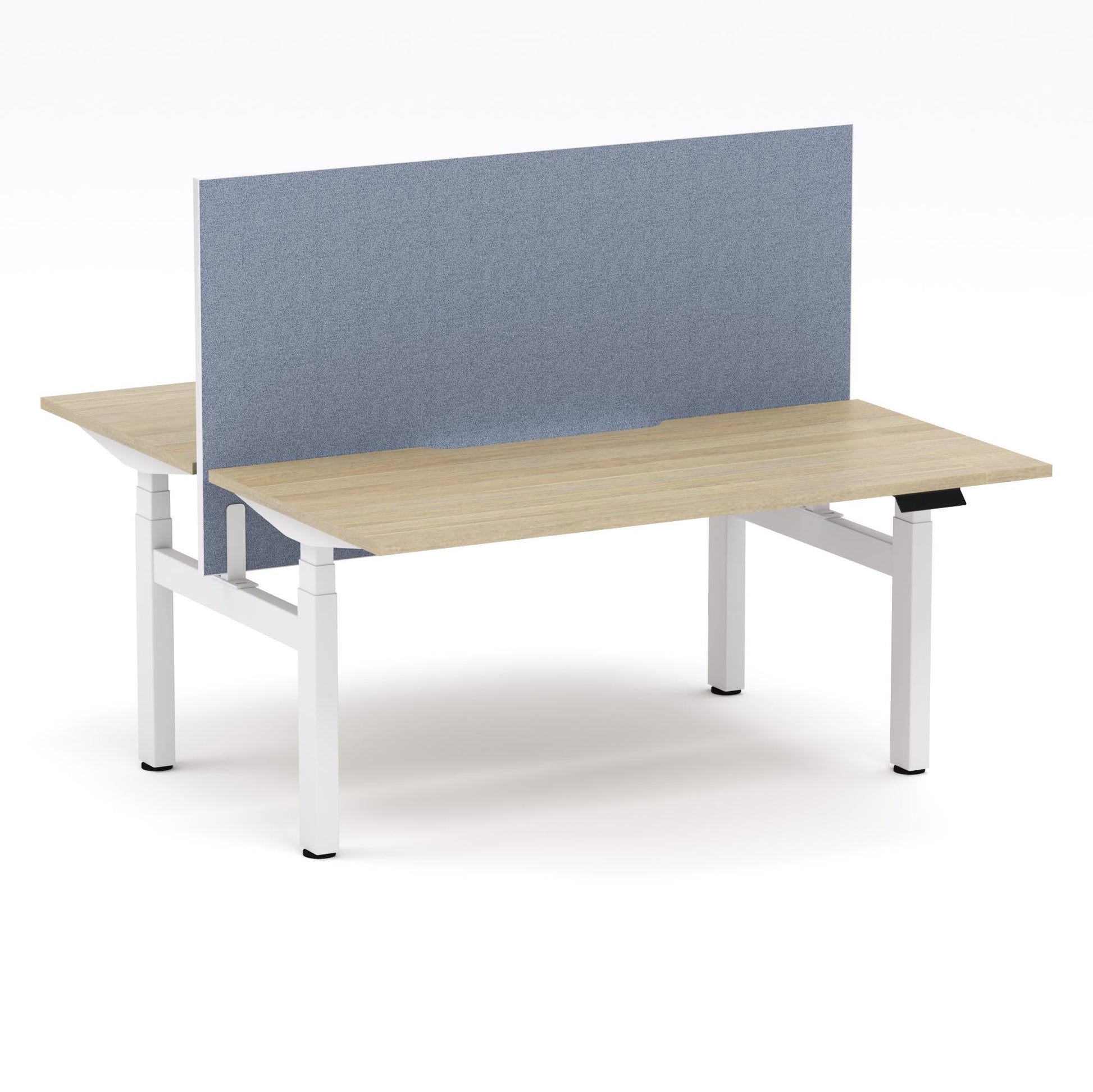 Montana Electric Standing 2-Person Double-sided Desk Workstation - With Misty Blue Elite25 Screen (3 Stages)