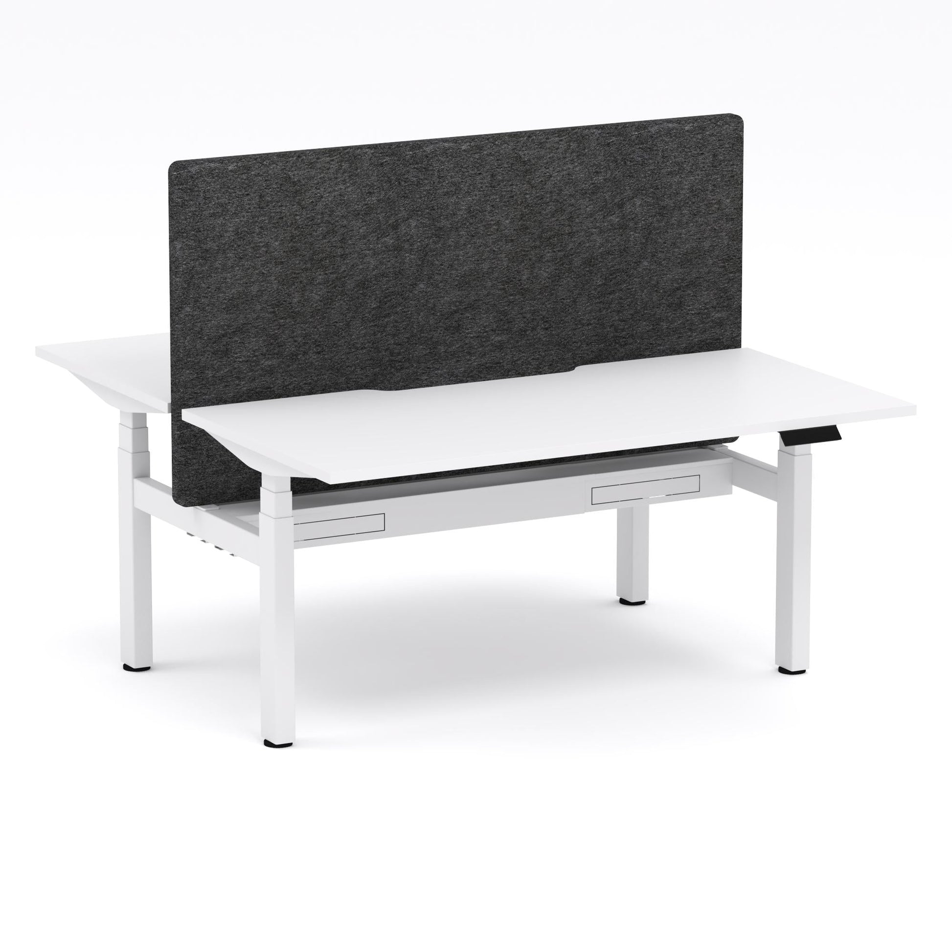 Montana Electric Standing 2-Person Double-sided Desk Workstation - With Charcoal Grey AcoustiQ Screen (3 Stages)