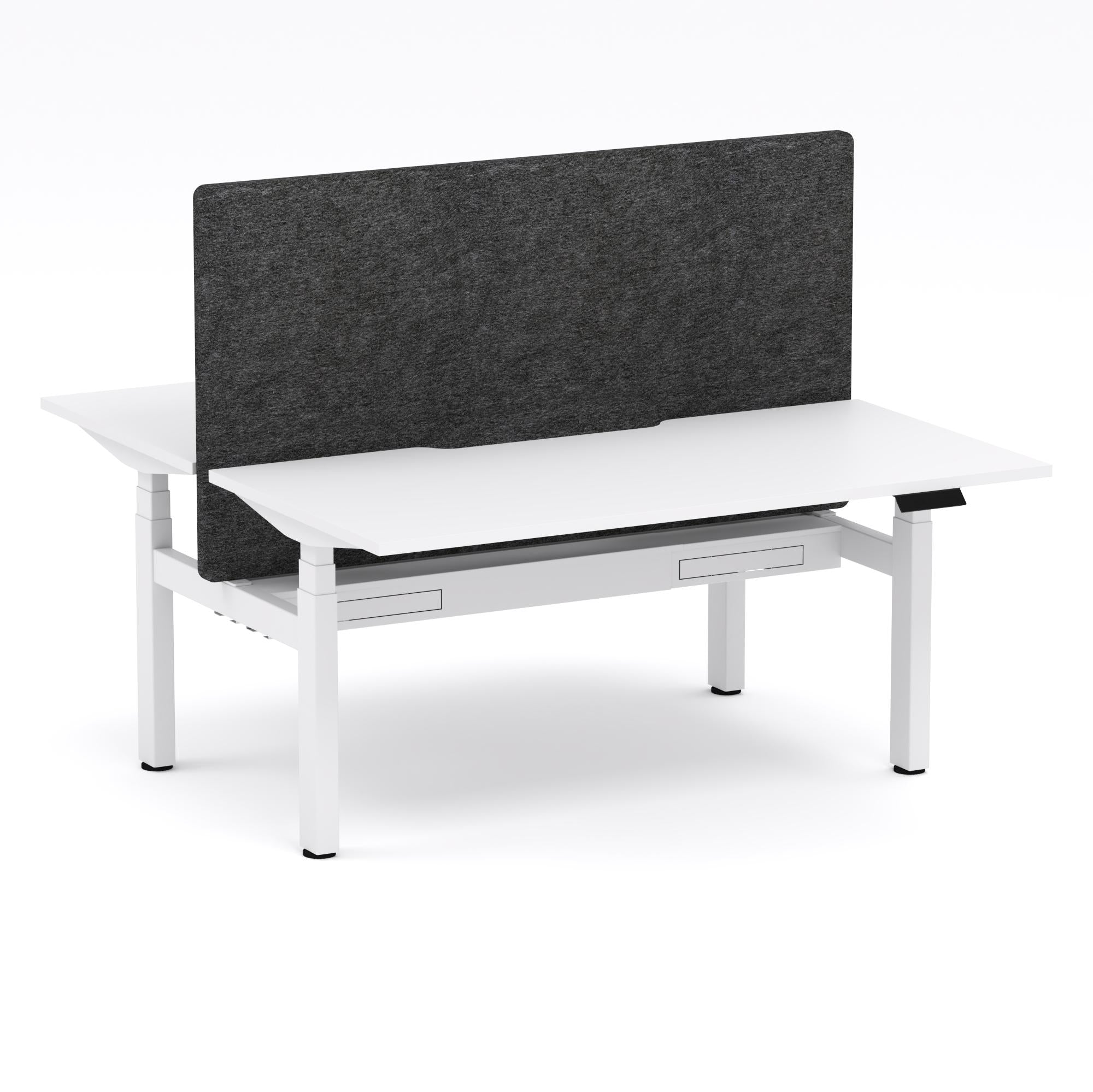 Montana Electric Standing 2-Person Double-sided Desk Workstation - With Charcoal Grey AcoustiQ Screen (3 Stages)