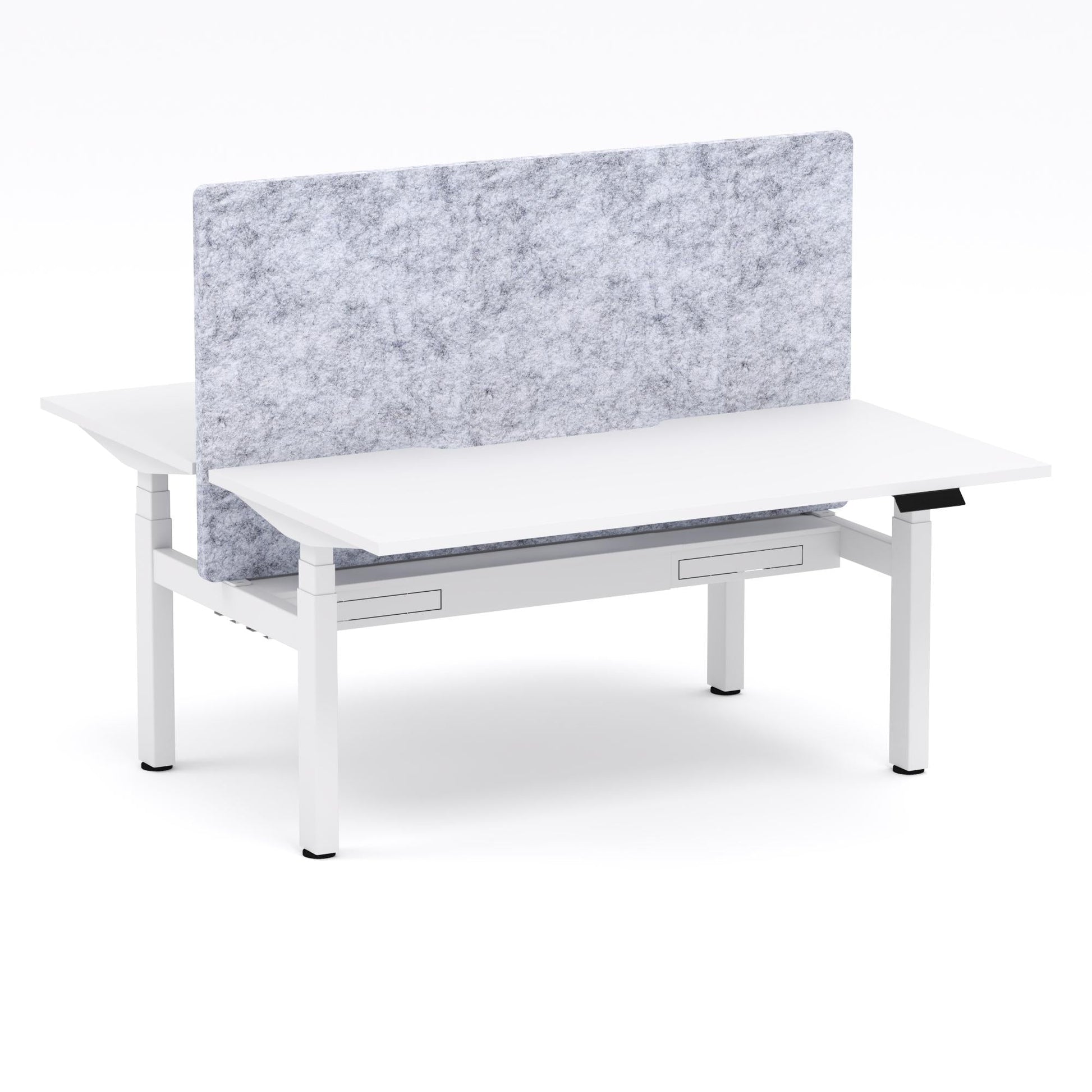 Montana Electric Standing 2-Person Double-sided Desk Workstation - With Marble Grey AcoustiQ Screen (3 Stages)