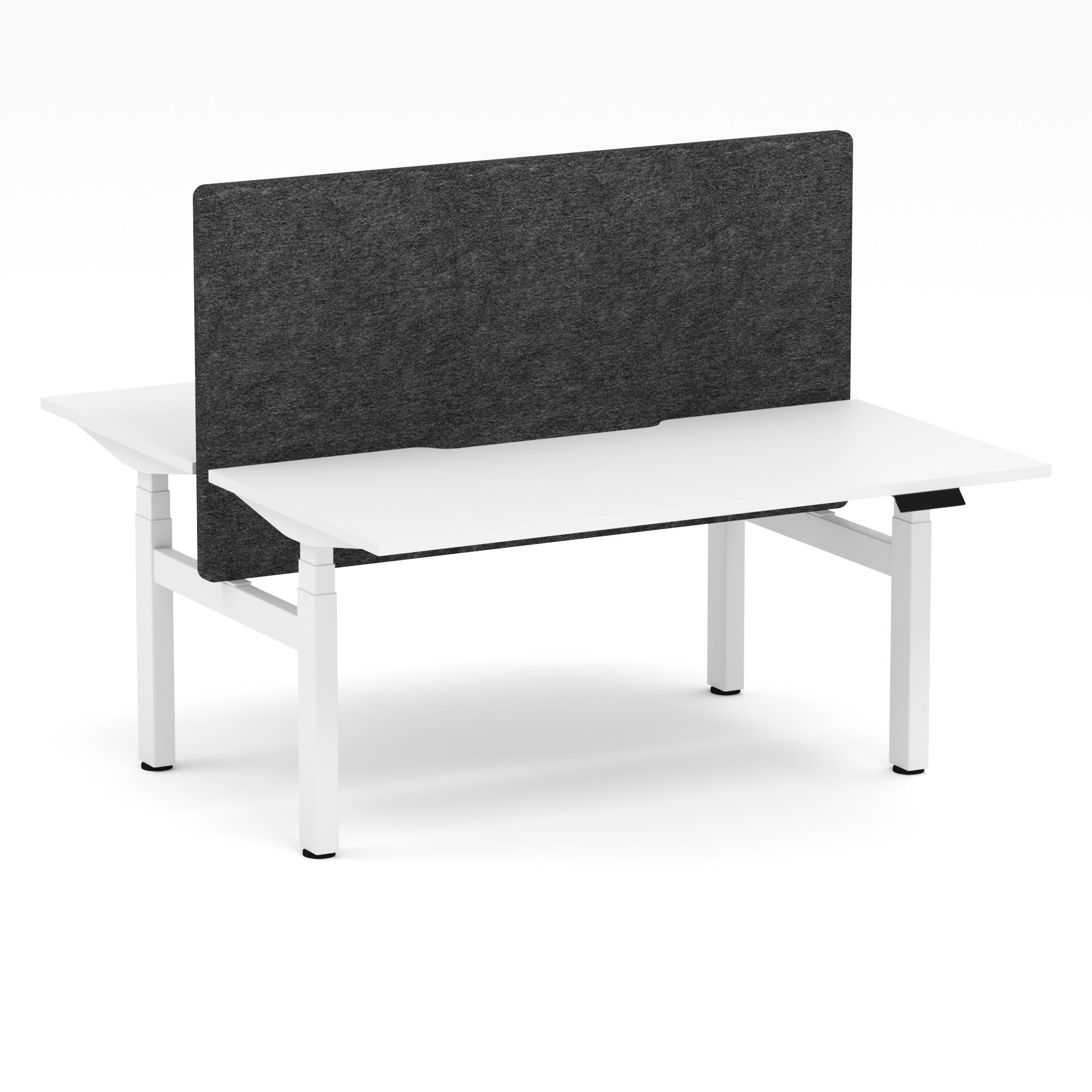 Montana Electric Standing 2-Person Double-sided Desk Workstation - With Charcoal Grey AcoustiQ Screen (3 Stages)