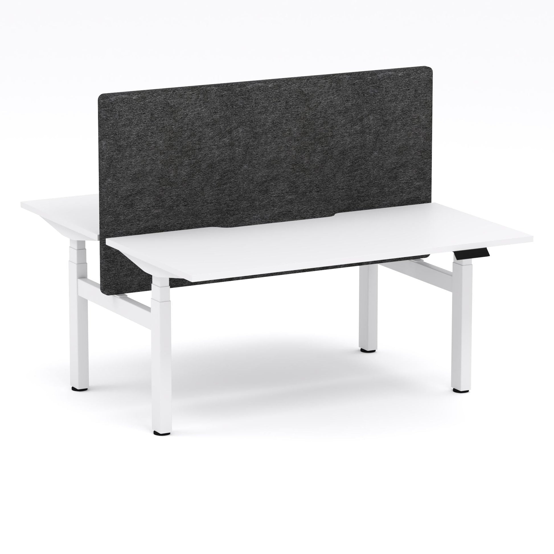 Montana Electric Standing 2-Person Double-sided Desk Workstation - With Charcoal Grey AcoustiQ Screen (3 Stages)