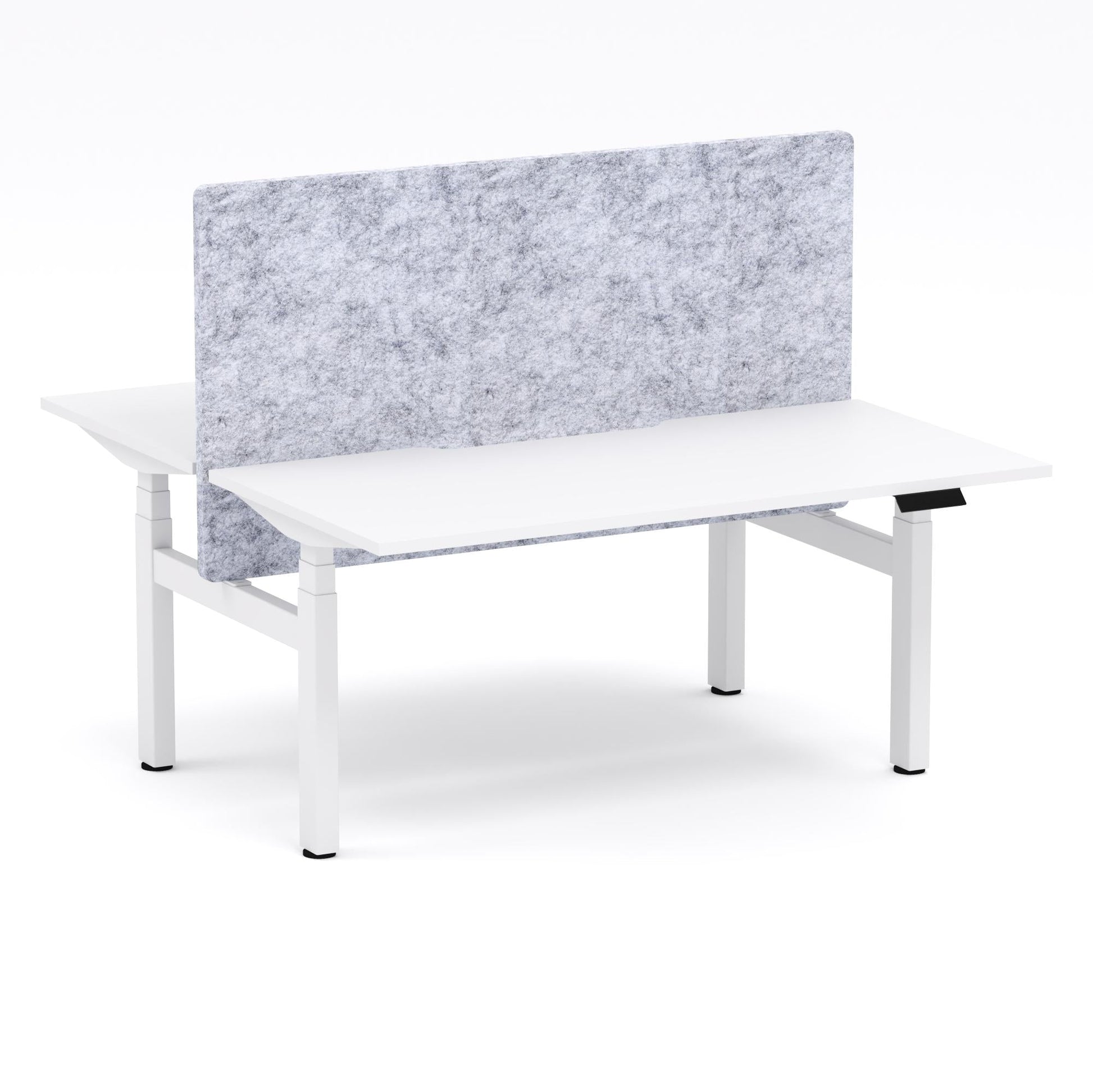 Montana Electric Standing 2-Person Double-sided Desk Workstation - With Marble Grey AcoustiQ Screen (3 Stages)