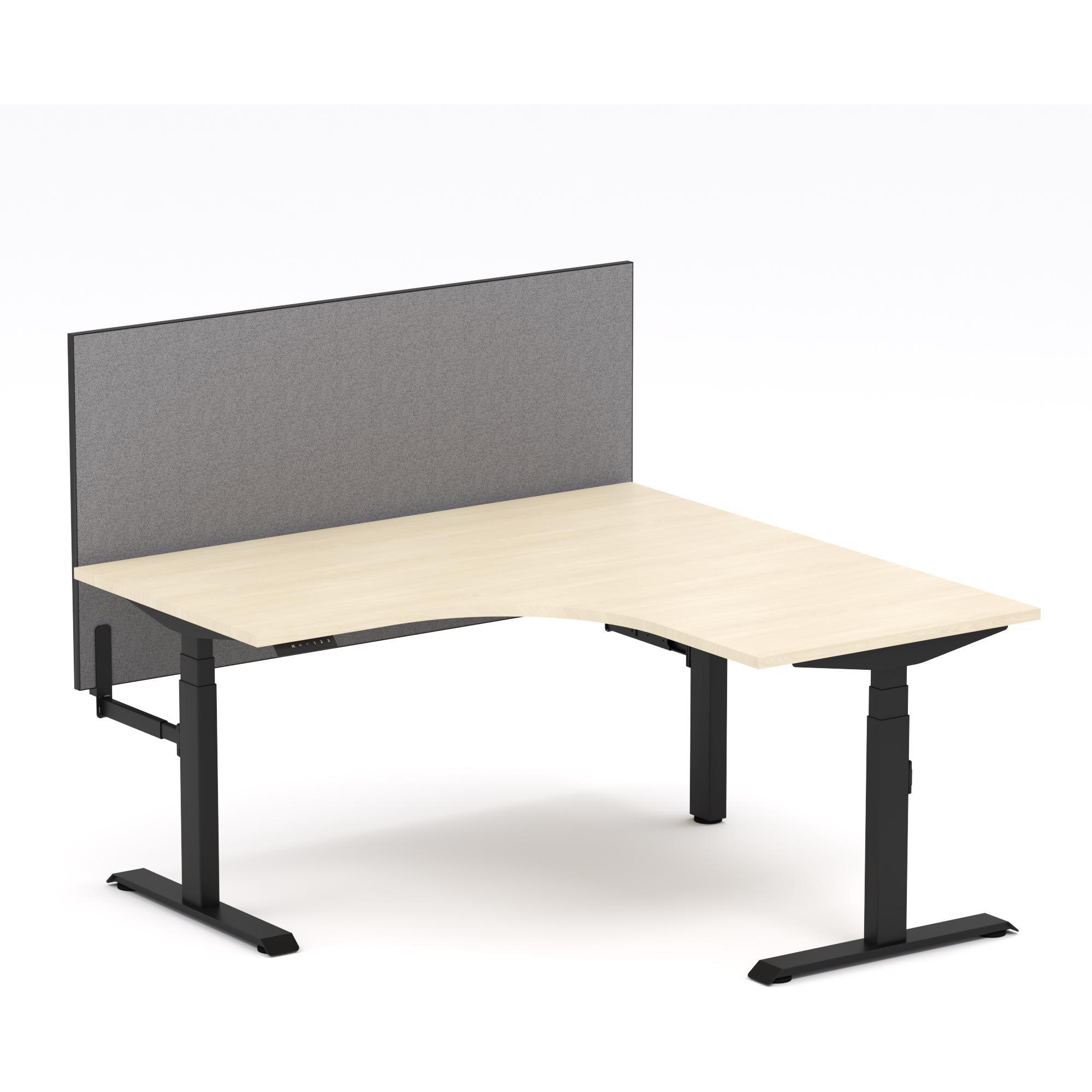 Montana Electric Standing 90Deg Corner Workstation - With Smoke Grey Elite25 Screen (3 Stages)