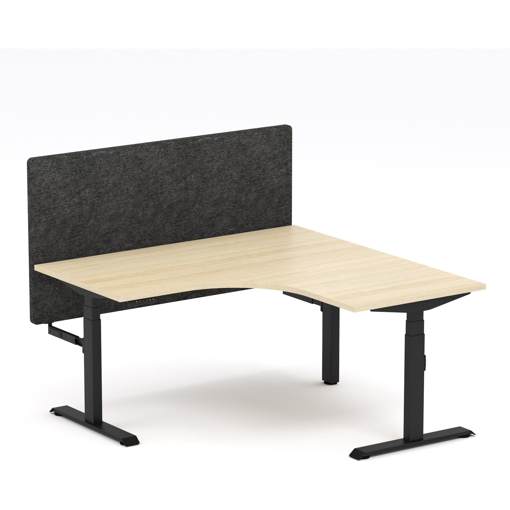 Montana Electric Standing 90Deg Corner Workstation - With Charcoal Grey AcoustiQ Screen (3 Stages)
