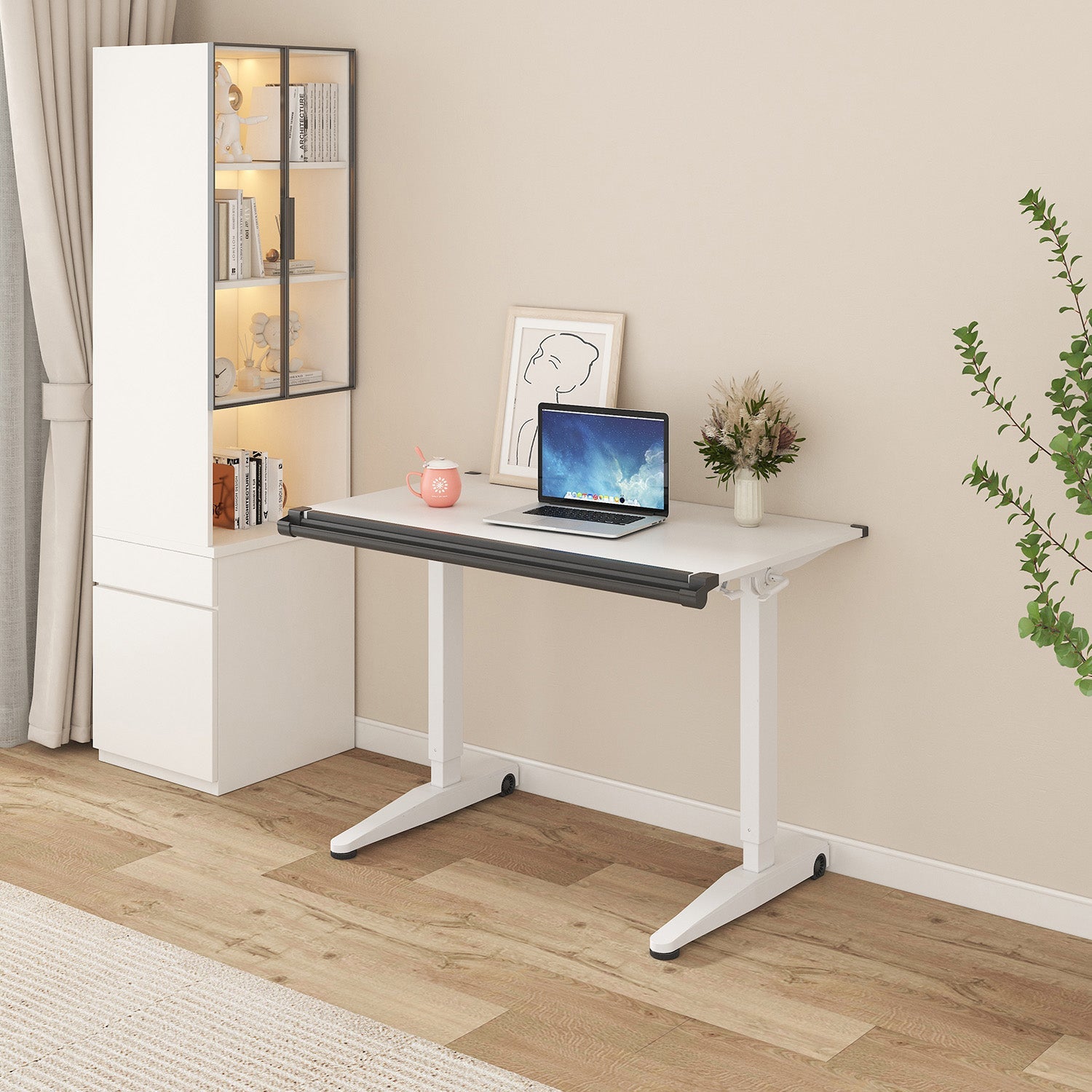 Versarise Height Adjustable Drafting Table  Pneumatic Flip Top Table