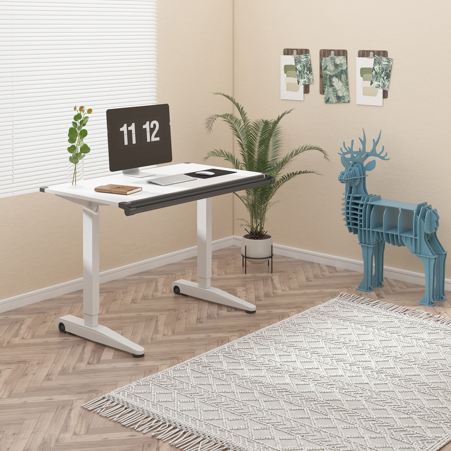 Versarise Height Adjustable Drafting Table  Pneumatic Flip Top Table