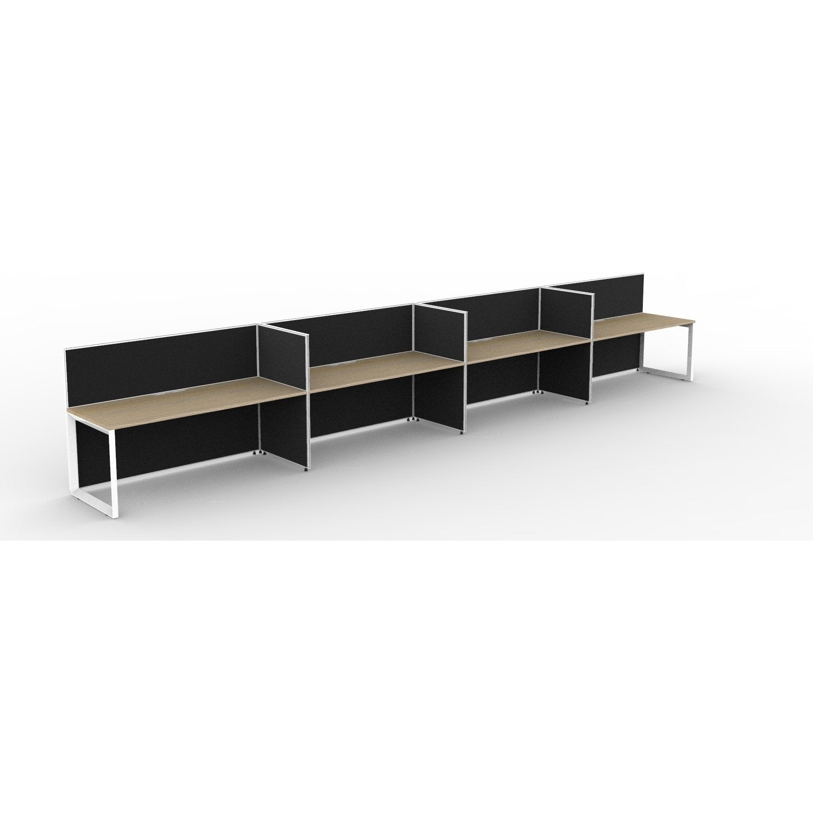SHUSH30 Workstation - 4 Person - Loop Leg - Oak