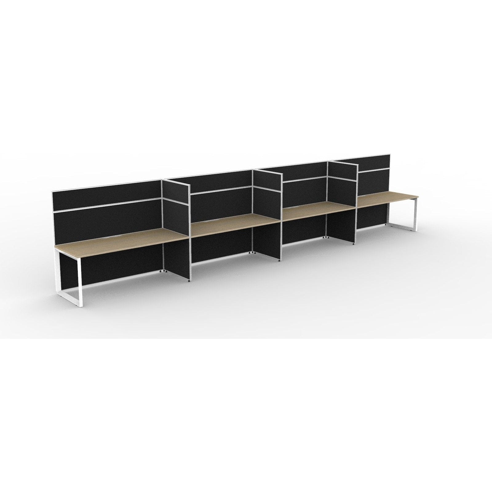 SHUSH30 Workstation - 4 Person - Loop Leg - Oak