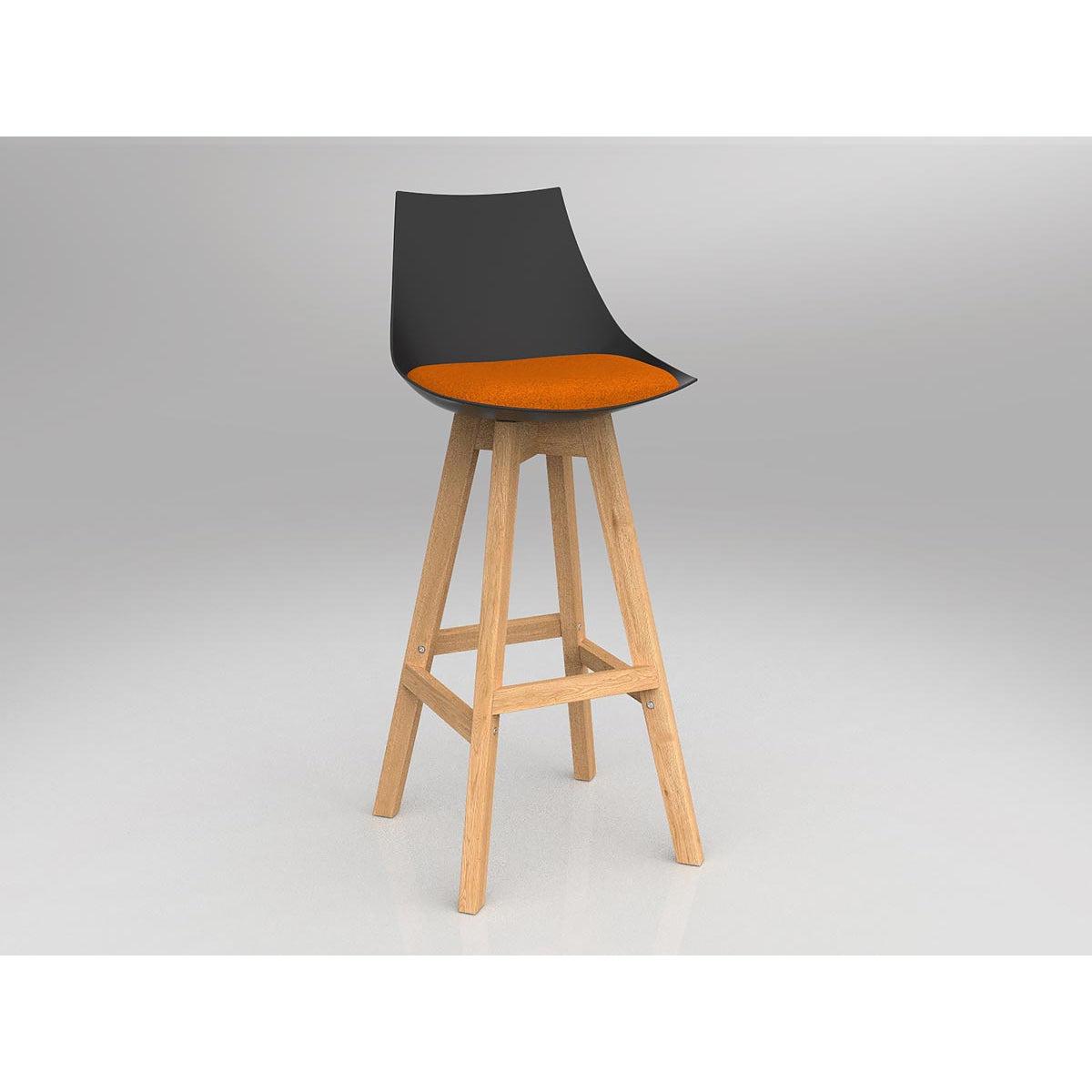 Luna Black Barstool with Oak Base