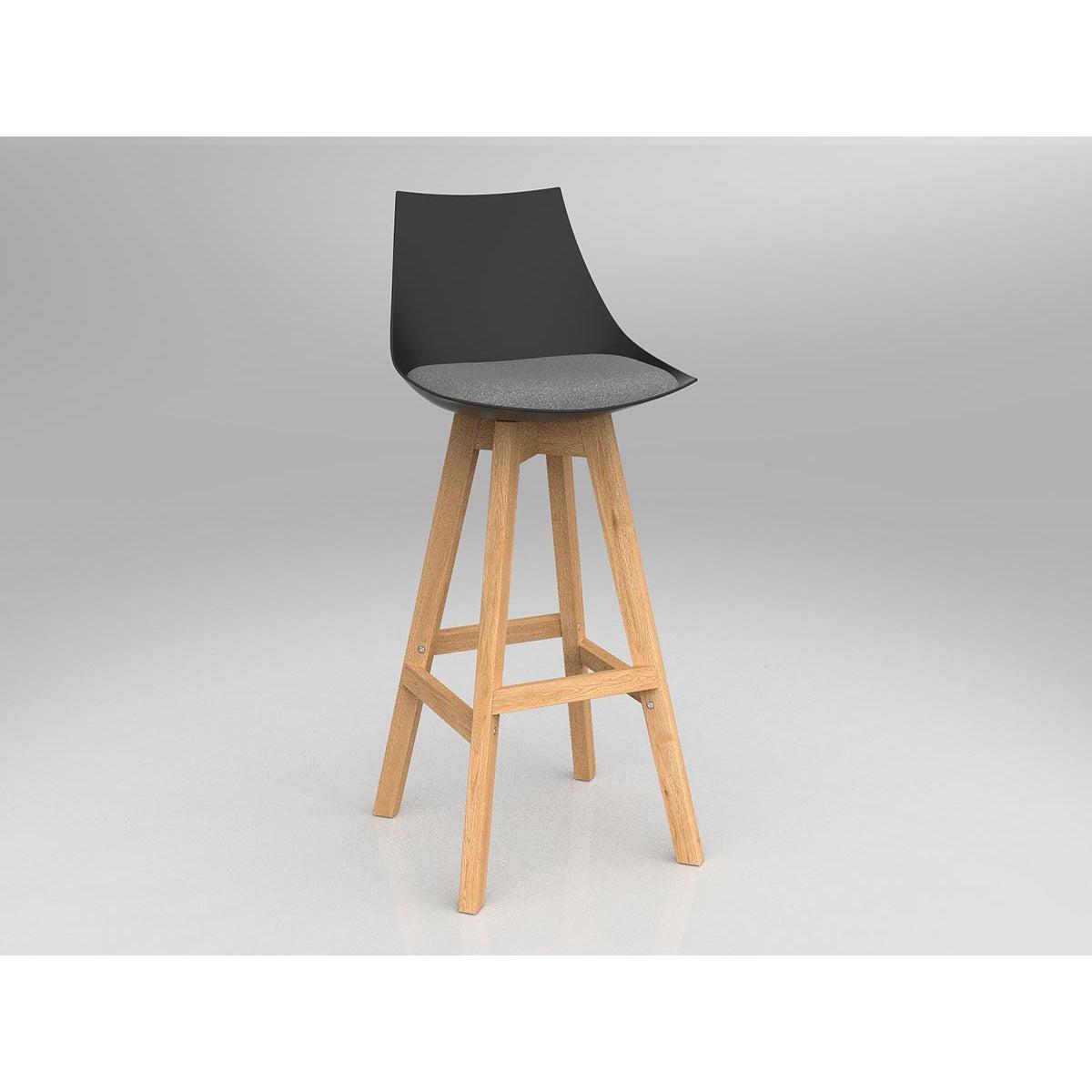 Luna Black Barstool with Oak Base