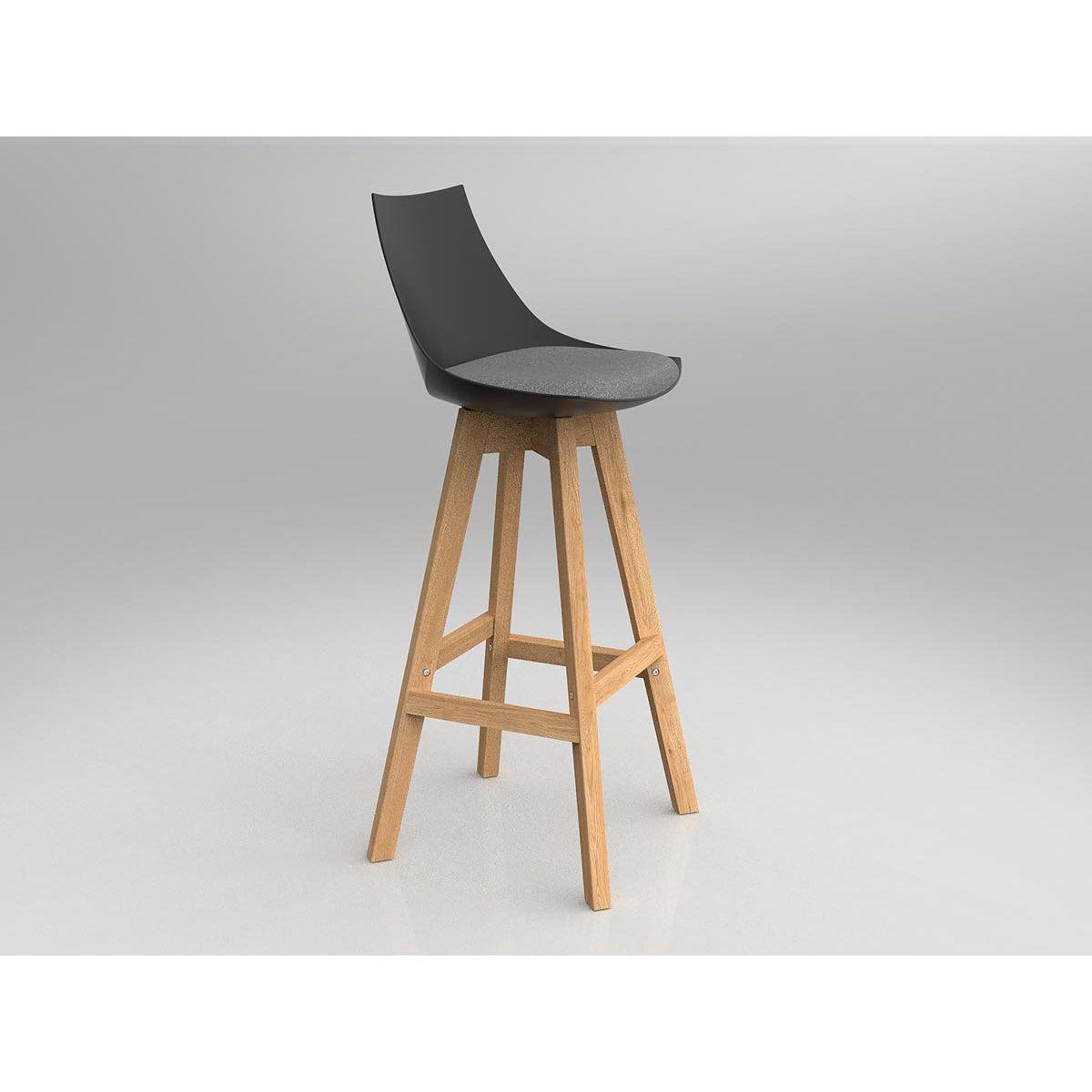 Luna Black Barstool with Oak Base