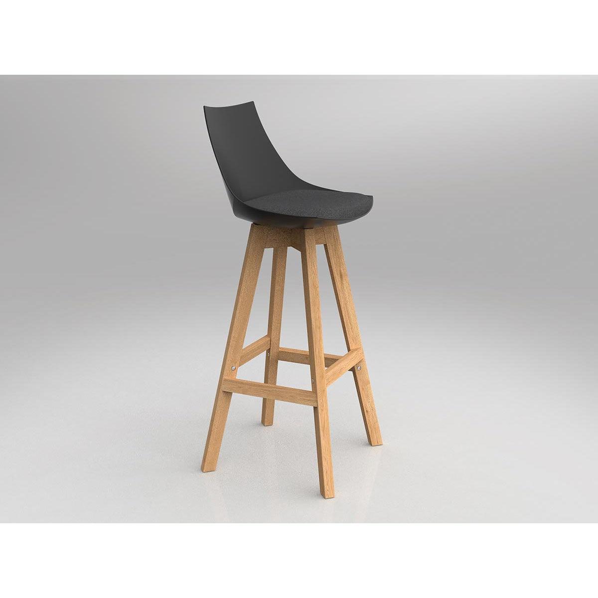 Luna Black Barstool with Oak Base