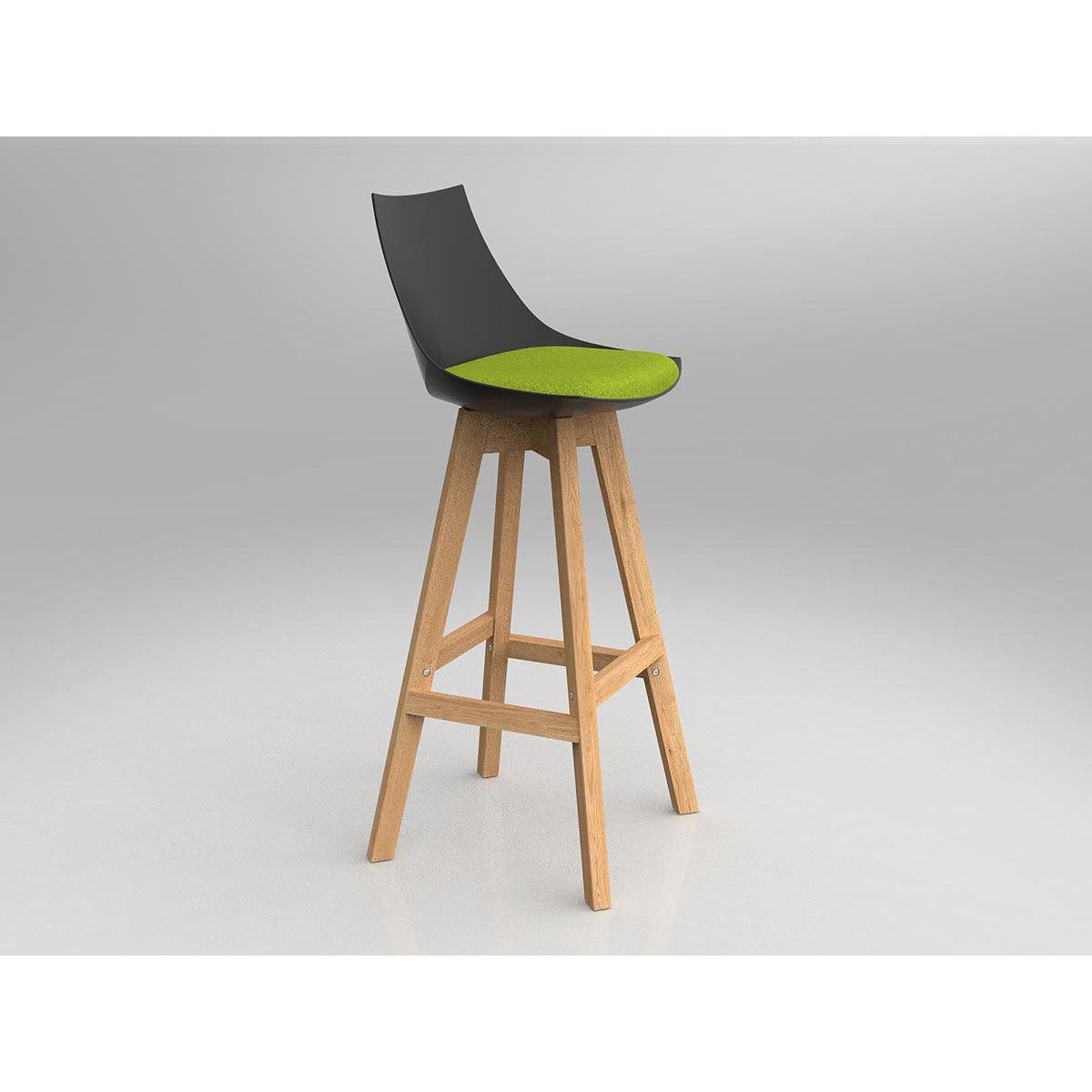 Luna Black Barstool with Oak Base