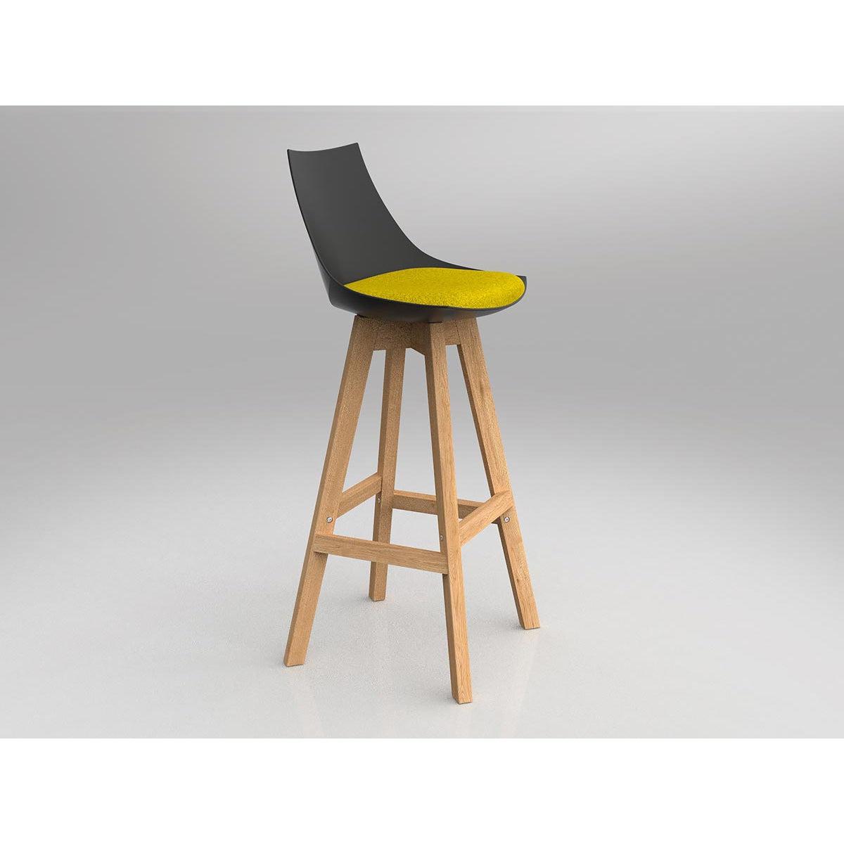Luna Black Barstool with Oak Base