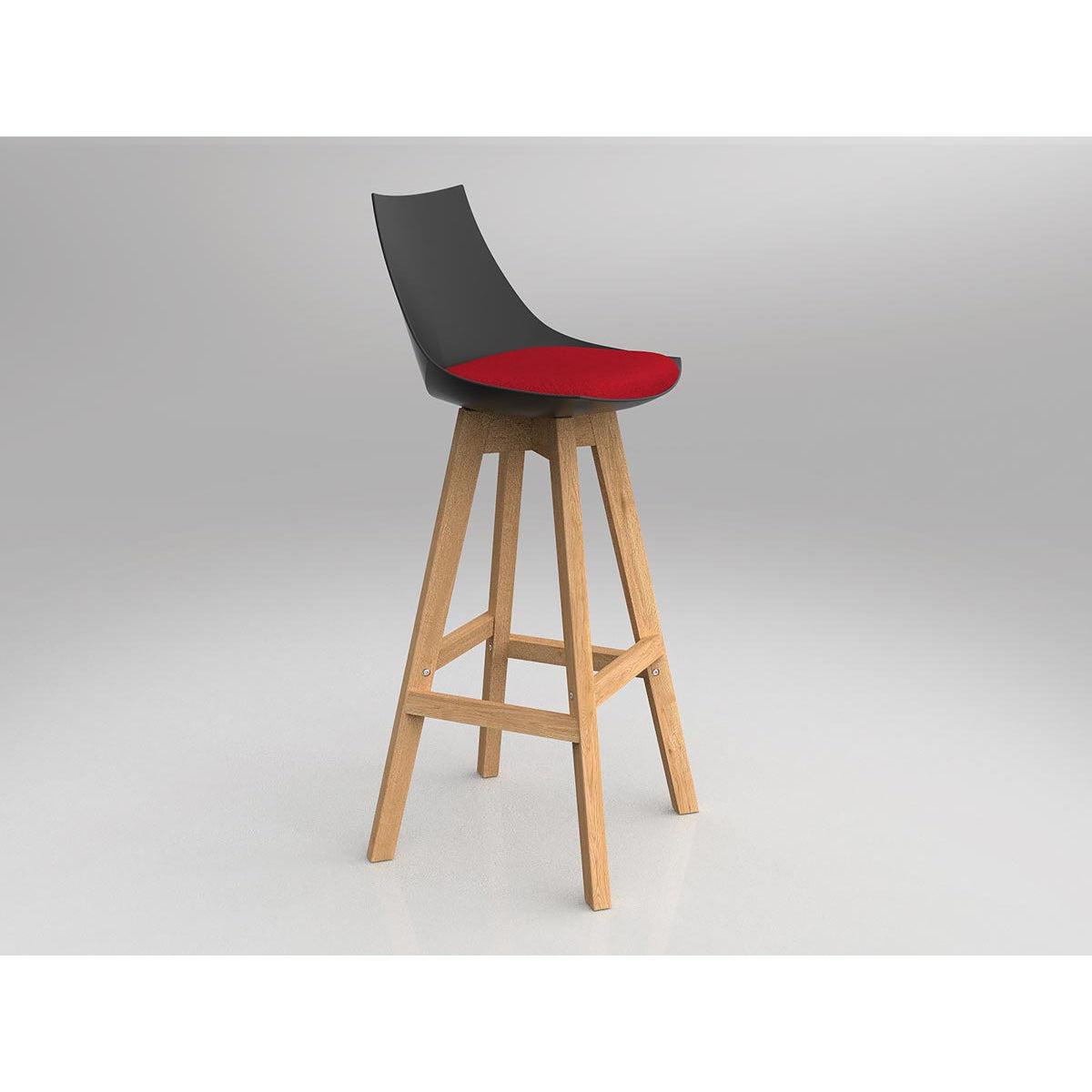 Luna Black Barstool with Oak Base
