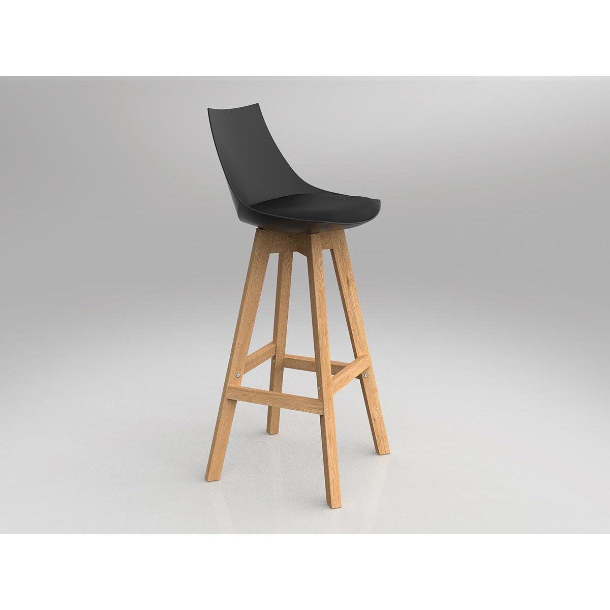 Luna Black Barstool with Oak Base