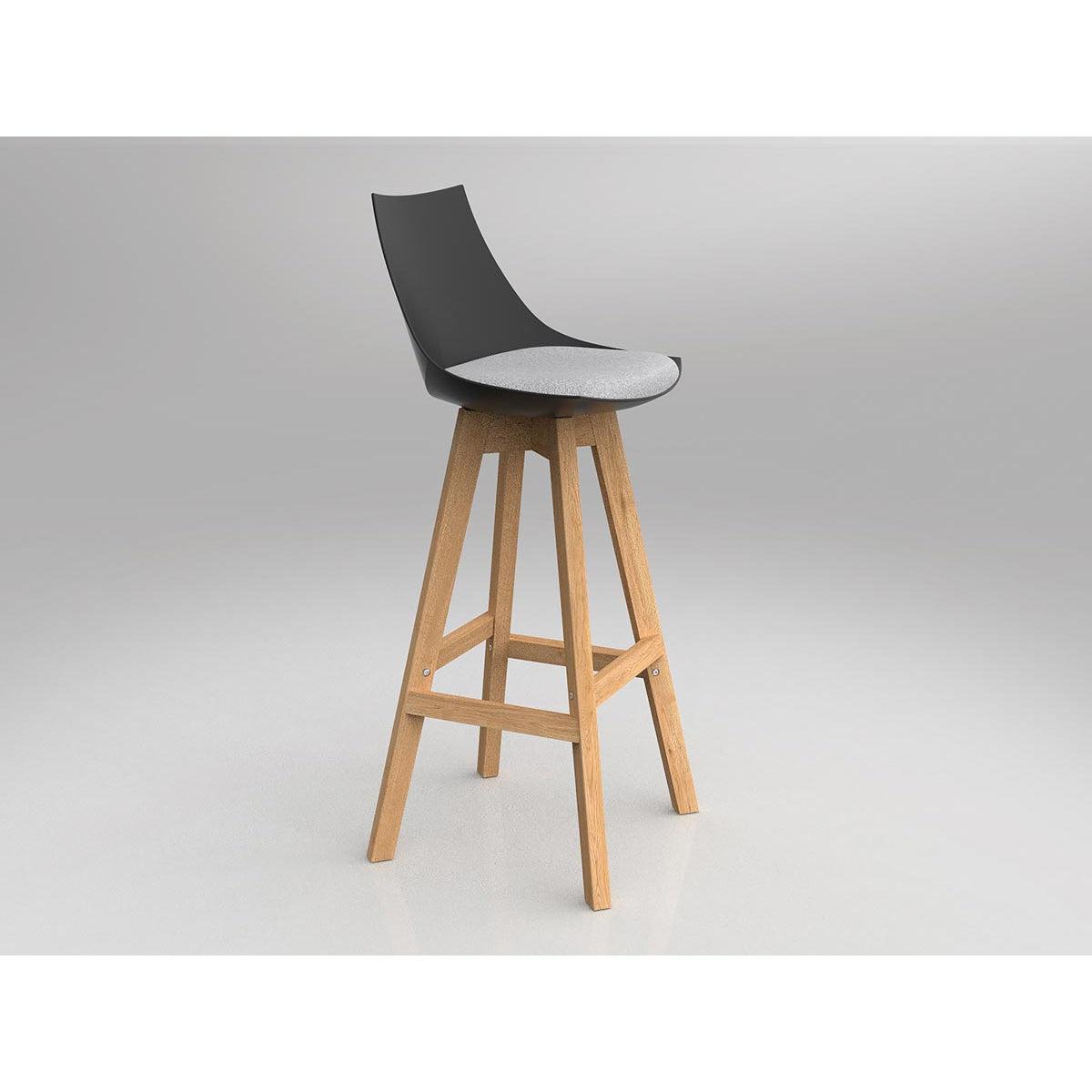 Luna Black Barstool with Oak Base
