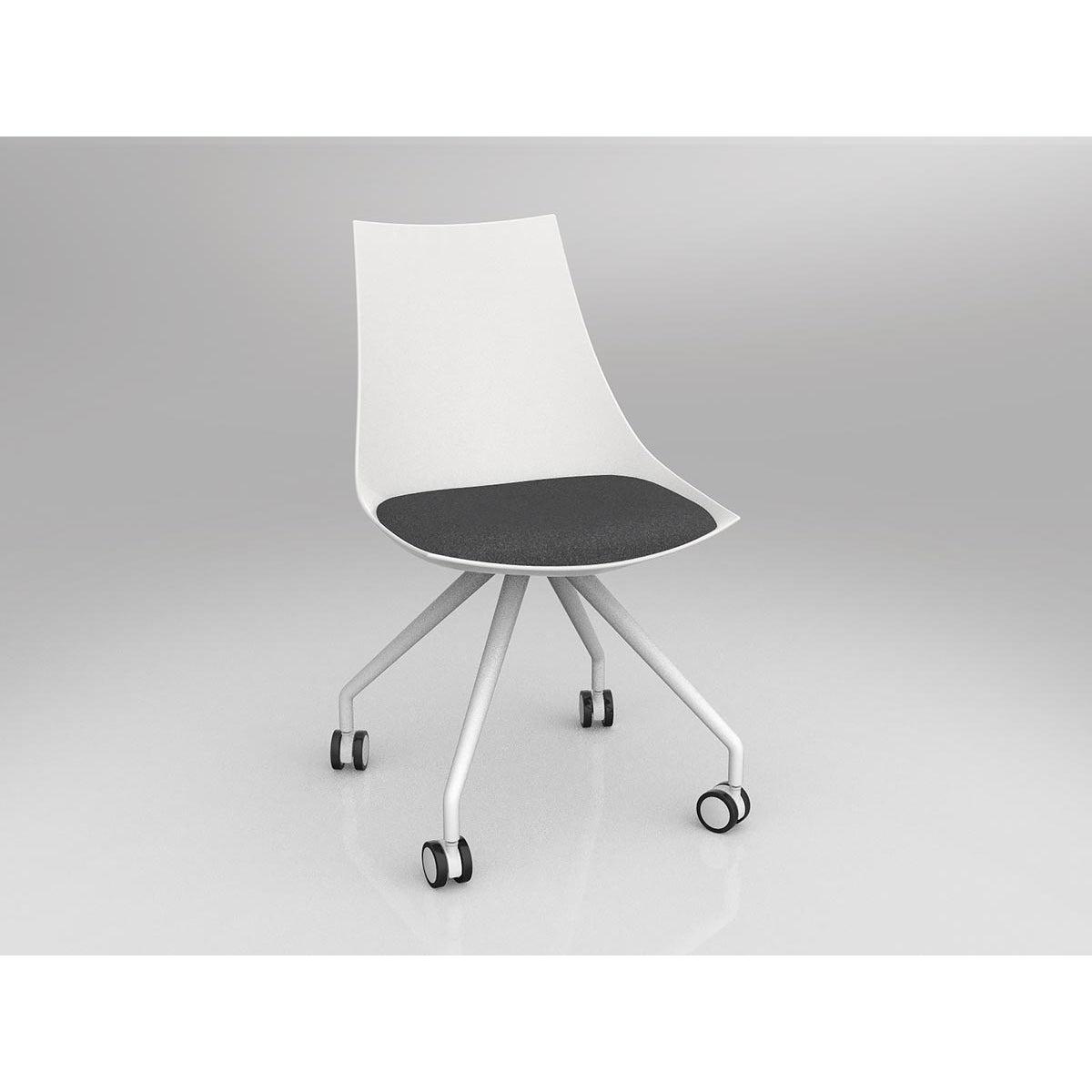 Luna White Chair with Castor Base