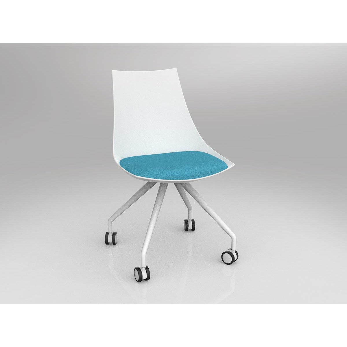 Luna White Chair with Castor Base