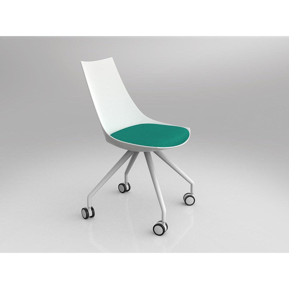 Luna White Chair with Castor Base