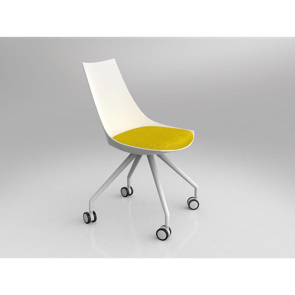 Luna White Chair with Castor Base