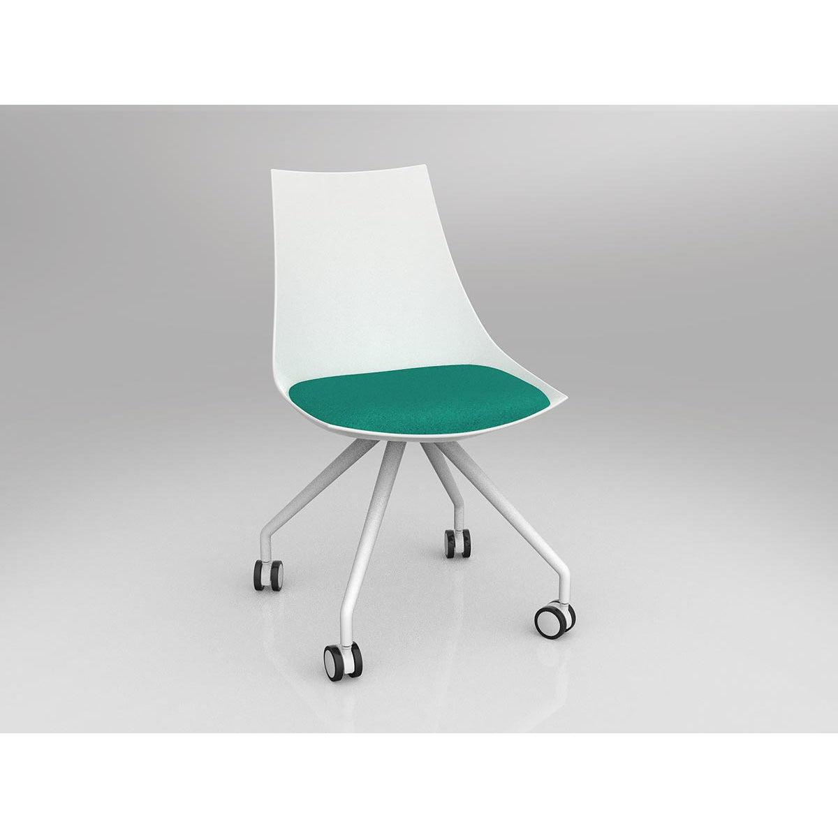Luna White Chair with Castor Base
