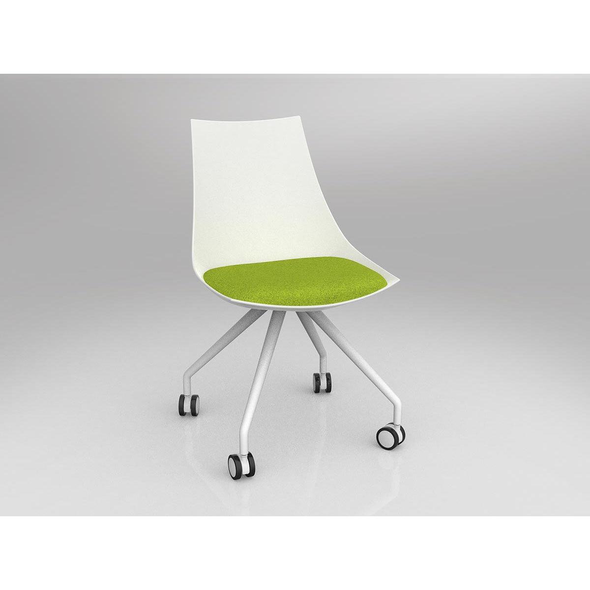 Luna White Chair with Castor Base