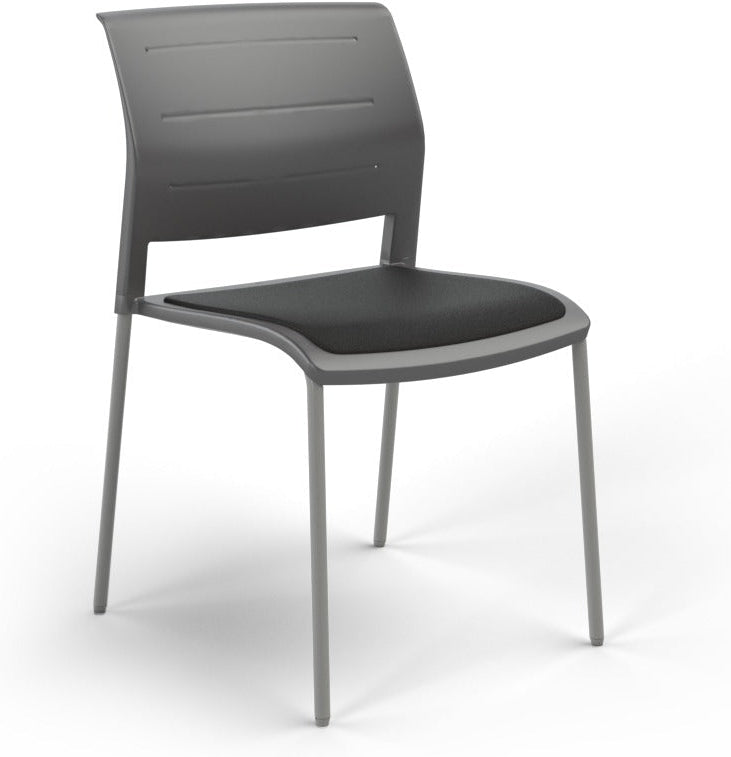 Game Chair With Upholstery - 4 Leg - Silver Frame