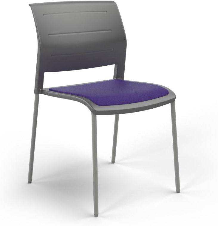 Game Chair With Upholstery - 4 Leg - Silver Frame