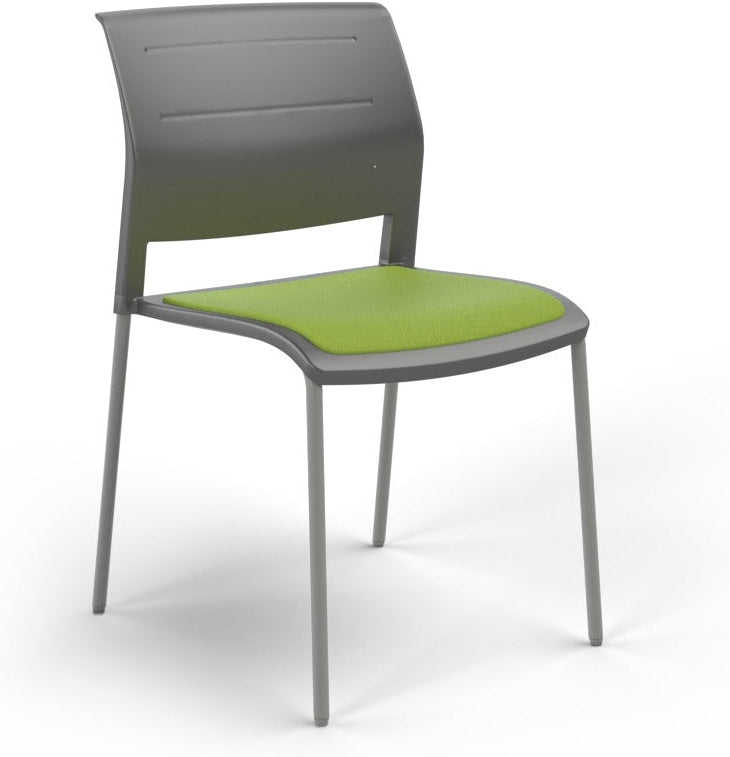 Game Chair With Upholstery - 4 Leg - Silver Frame