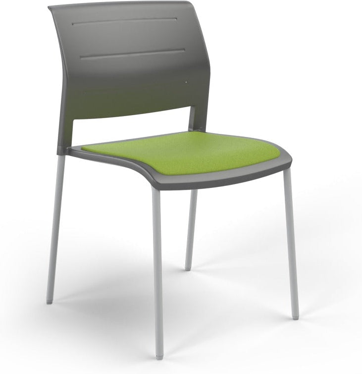 Game Chair With Upholstery - 4 Leg - White Frame