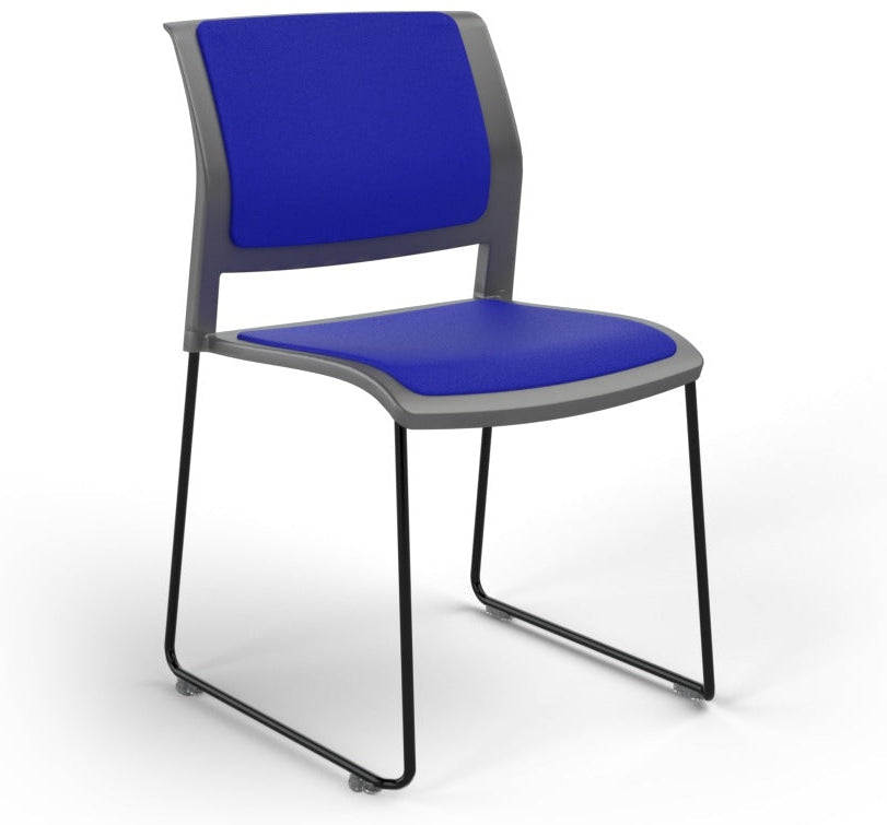 Game Chair With Upholstery - Sled Base - Black Frame